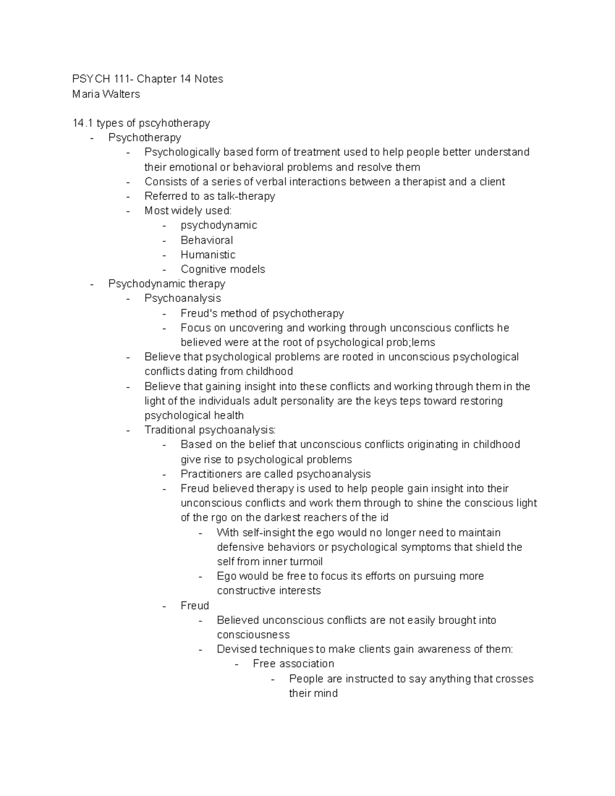 PSYCH 111- Chapter 14 Notes - PSYCH 111- Chapter 14 Notes Maria Walters ...