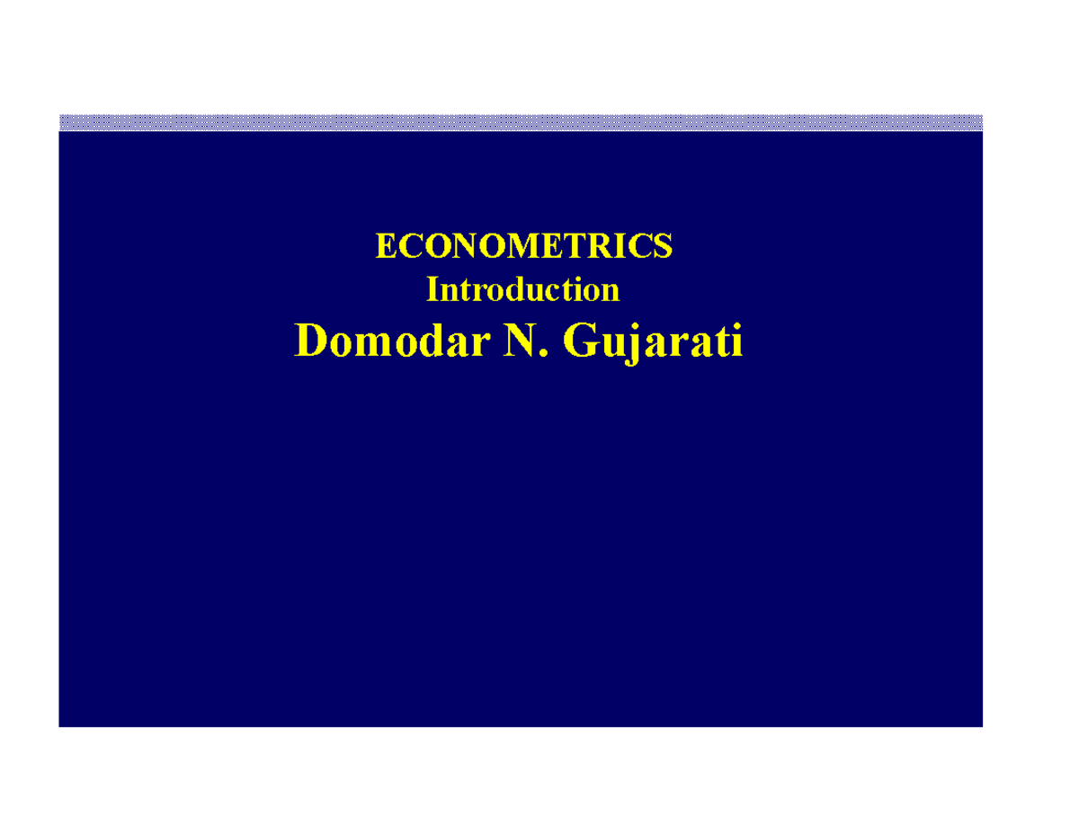 1 Introduction To Econometrics Part 1 - HECA031 - UL - Studocu