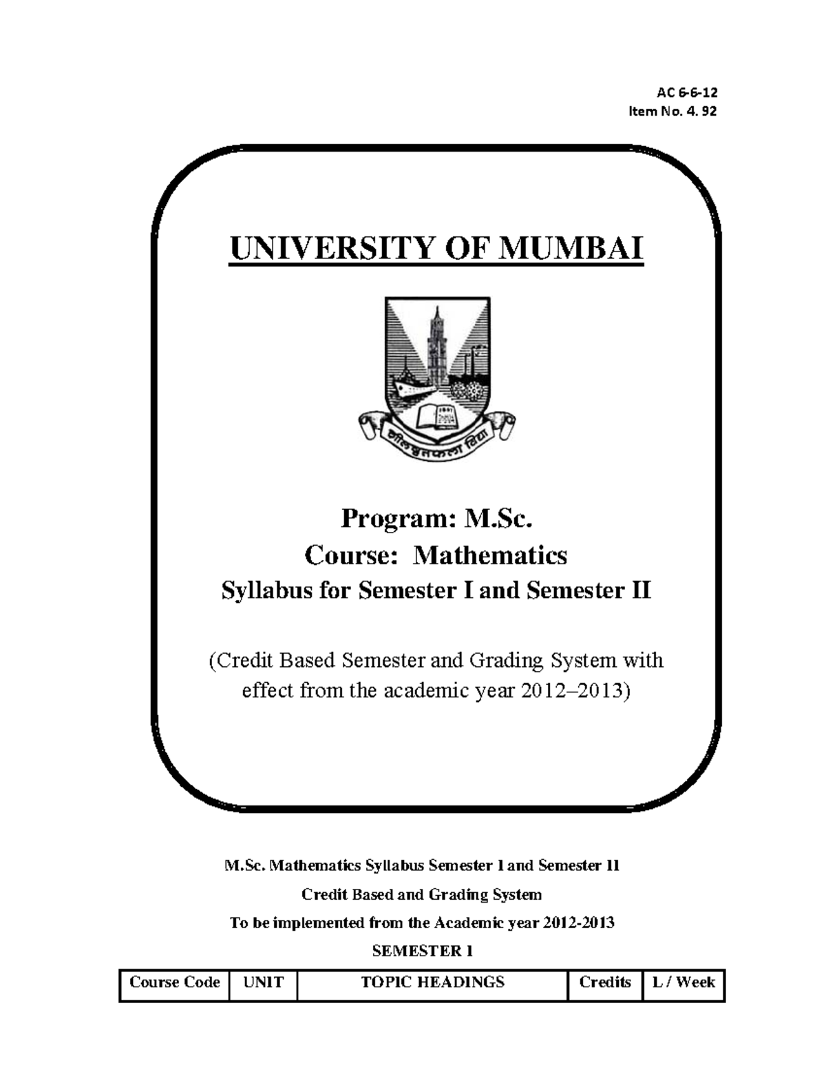 4.92 M.Sc. Maths - AC 6 ‐ 6 ‐ 12 Item No. 4. 92 M. Mathematics Syllabus ...