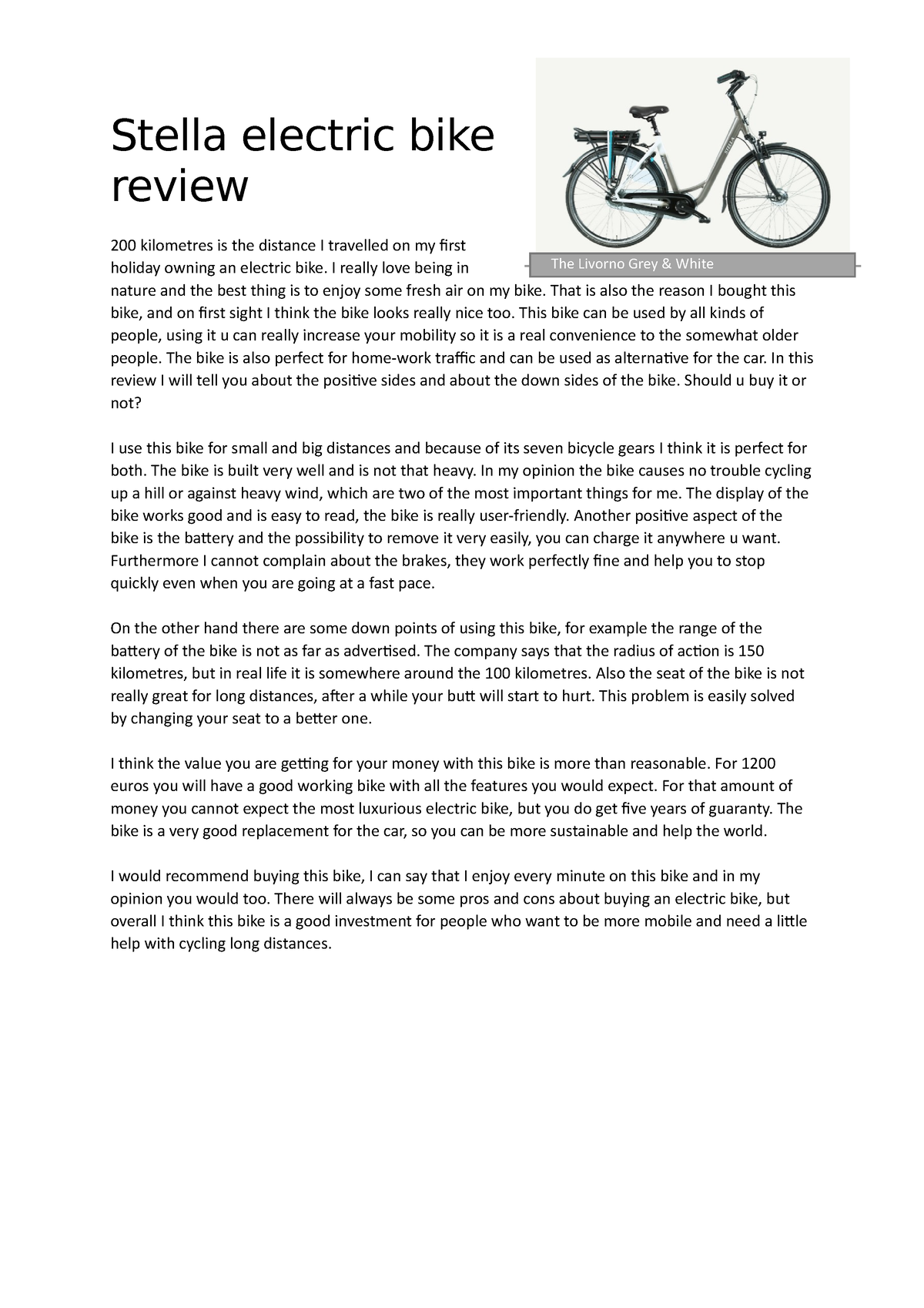 essay on electric bicycle