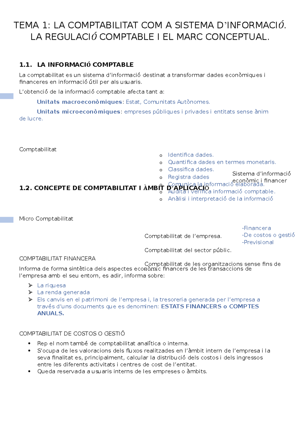 TEMA 1 CONTABILIDAD FINANCIERA UAB 1 AÑO - 1. CONCEPTE DE COMPTABILITAT ...