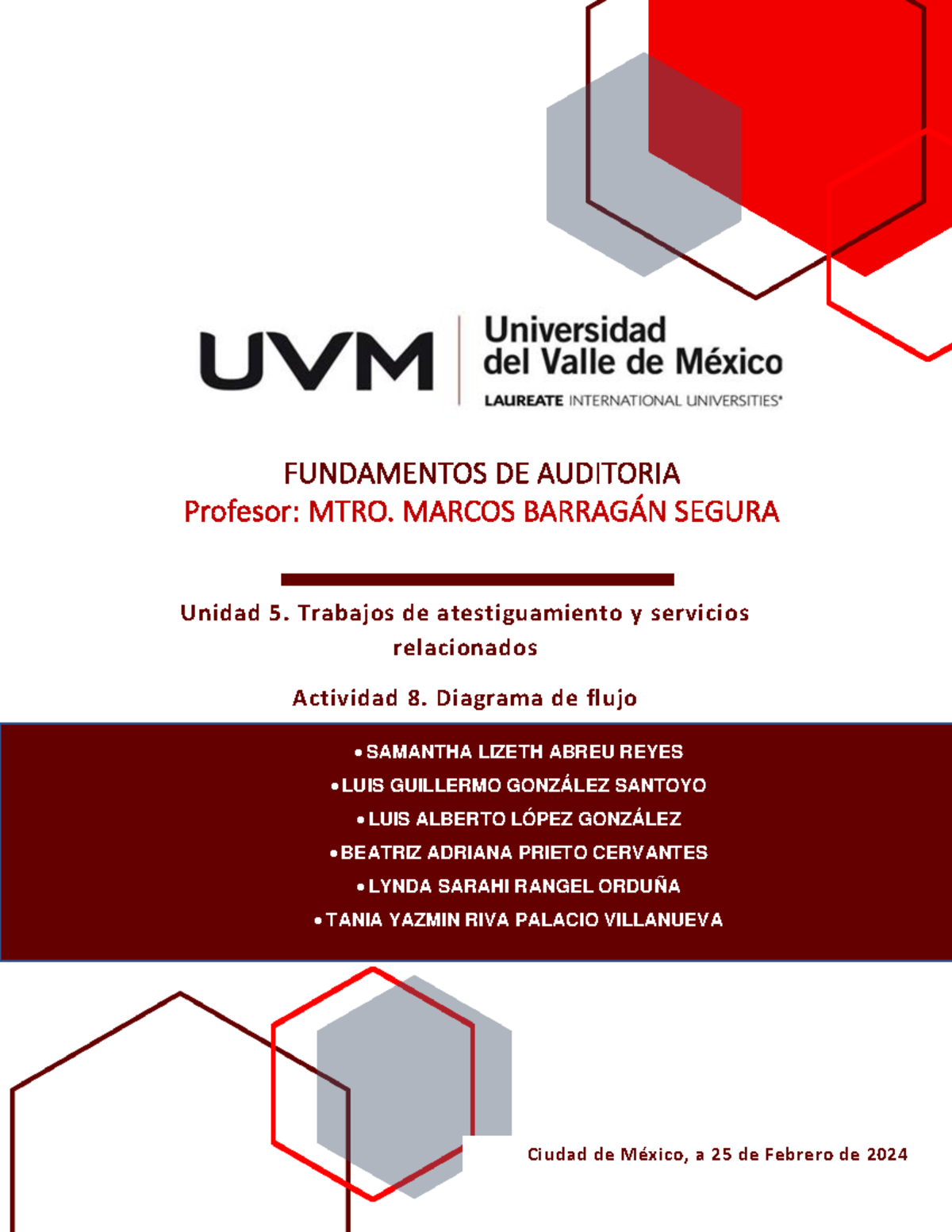 Actividad 8 Fundamentos Fundamentos De Auditoria Profesor Mtro