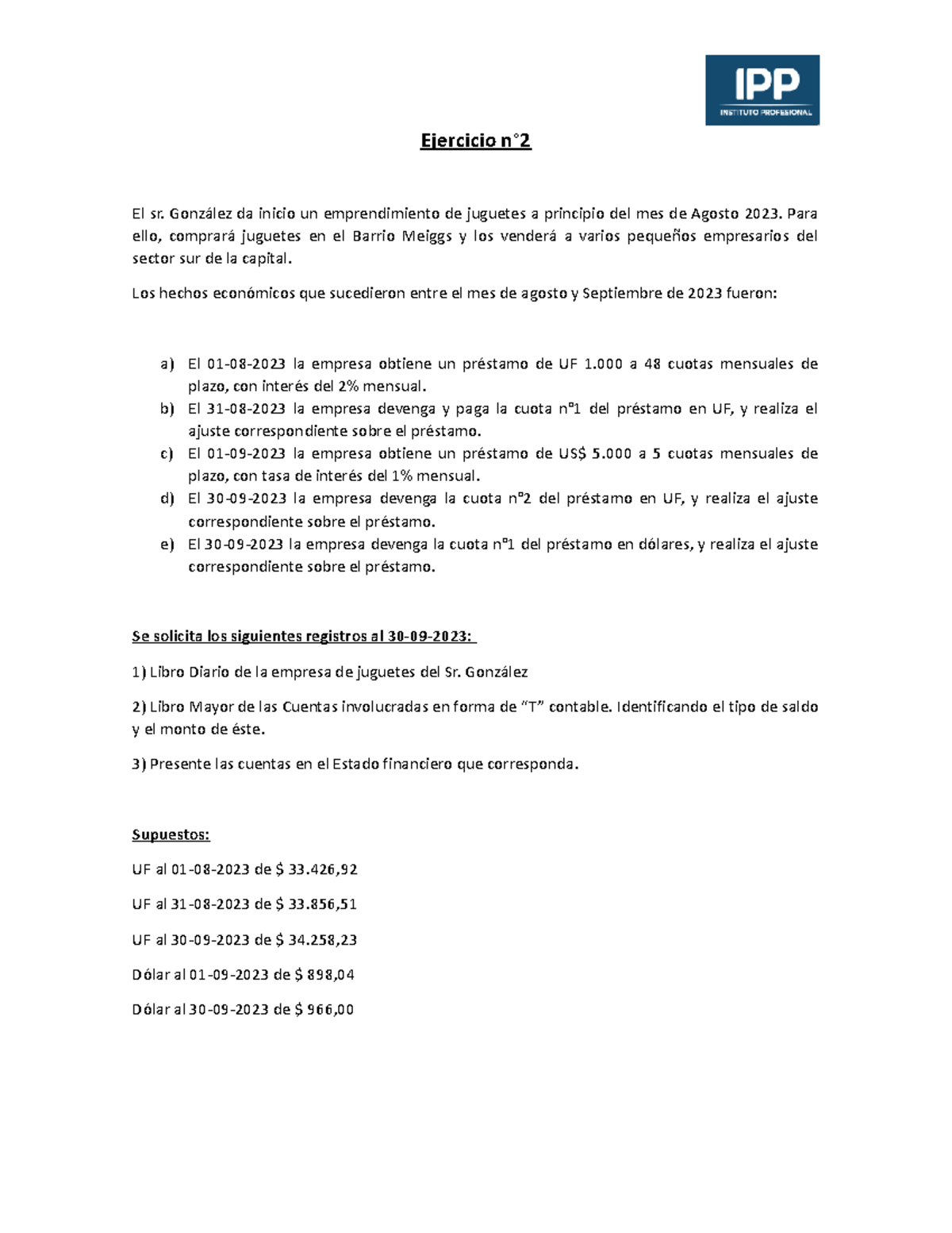 Ejercicio 2 Modulo 2 Sesión 2 Ejercicio N El Sr González Da