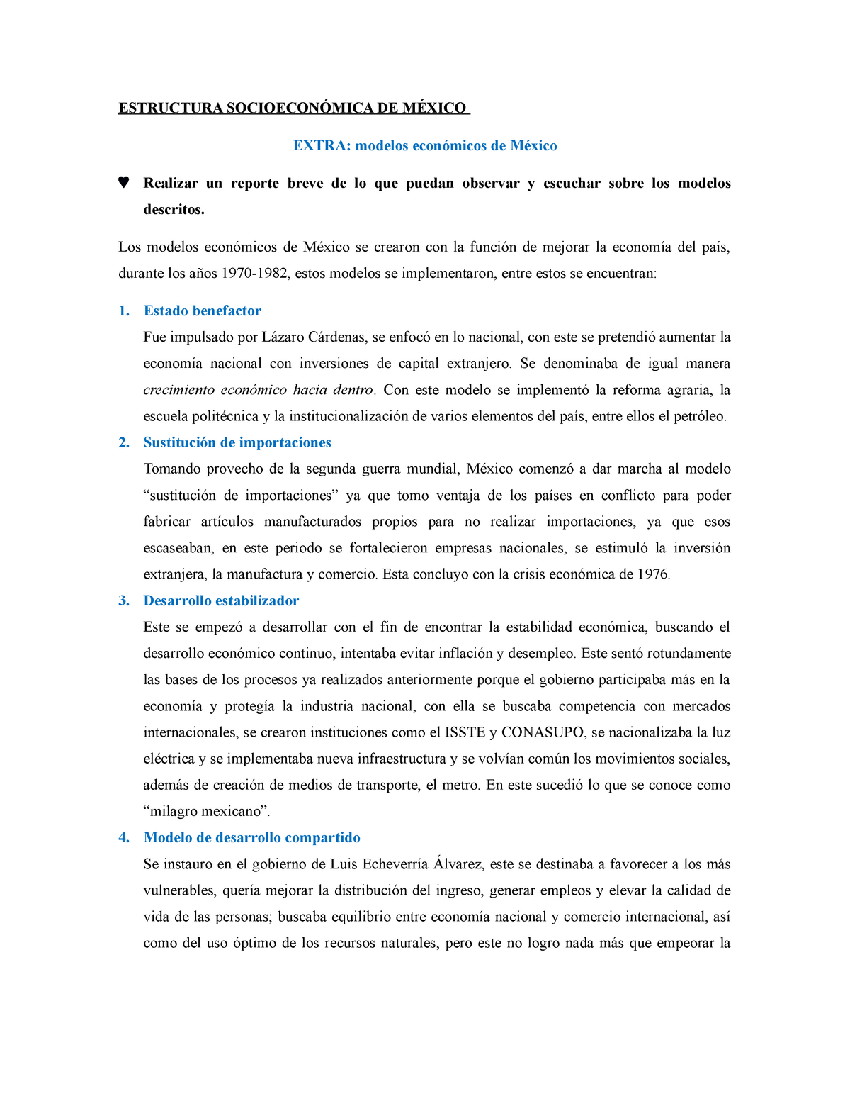 Modelos economicos de mexico - ESTRUCTURA SOCIOECONÓMICA DE MÉXICO EXTRA:  modelos económicos de - Studocu