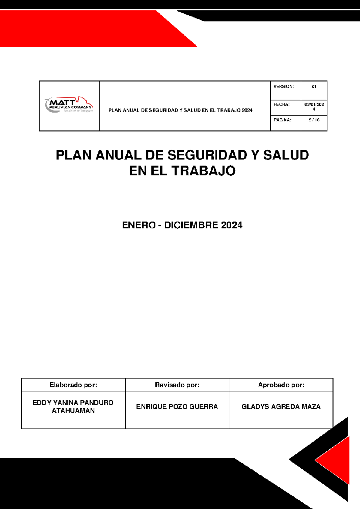 PLAN Anual DE Seguridad Y Salud EN EL Trabajo 2024 - PLAN ANUAL DE ...