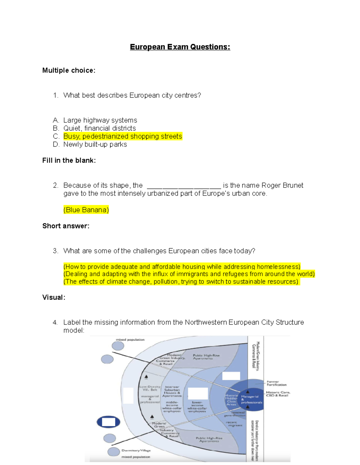 European Exam Questions - European Exam Questions: Multiple choice ...