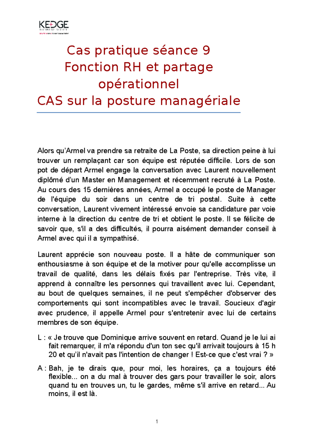 Cas Pratique Séance 9 Partage Rh Opérationnel - Cas Pratique Séance 9 ...