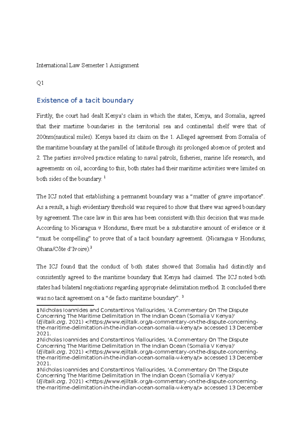 International Law This is an essay i had produced in my second year of LLB and got a 21 for