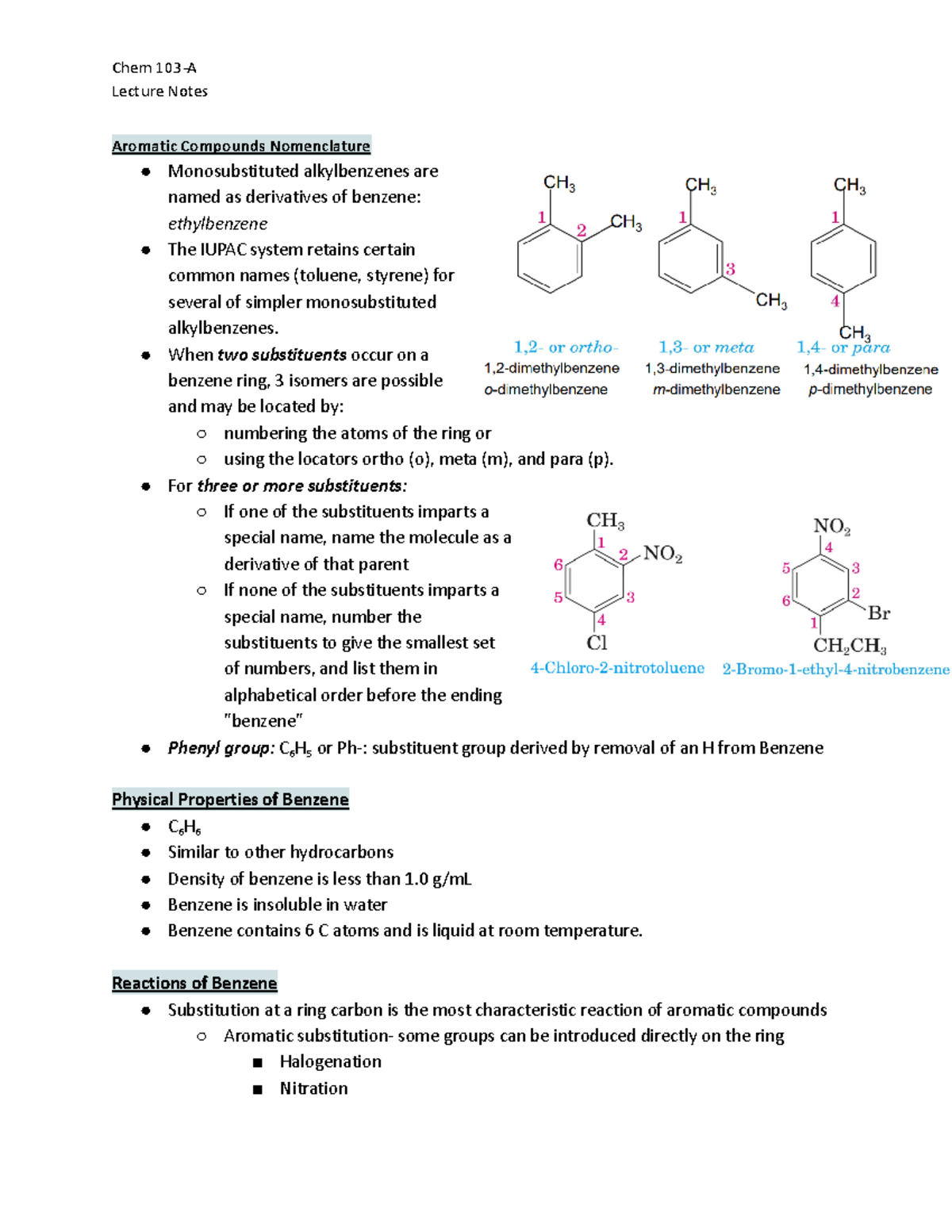 Chem 103-A Week 3 Lecture 1 Notes - CHEM 163 - Studocu