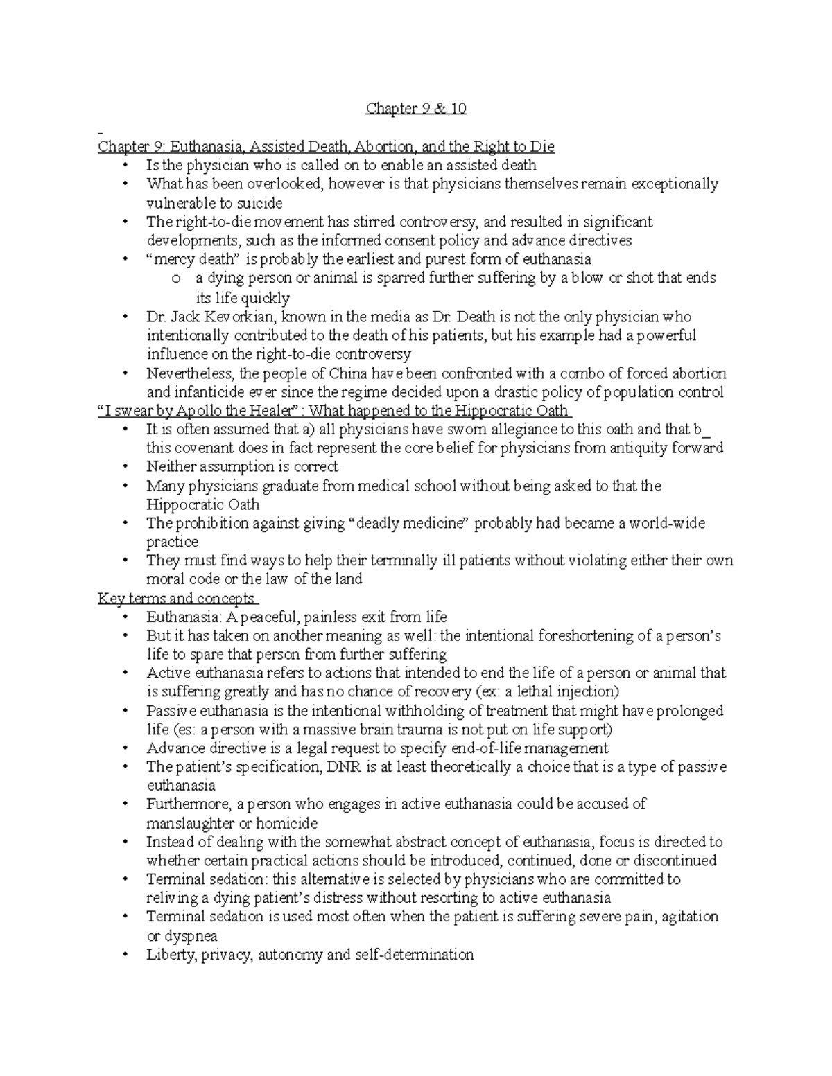 Chapter's 9 & 10 - textbook summary notes - Chapter 9 & 10 Chapter 9 ...