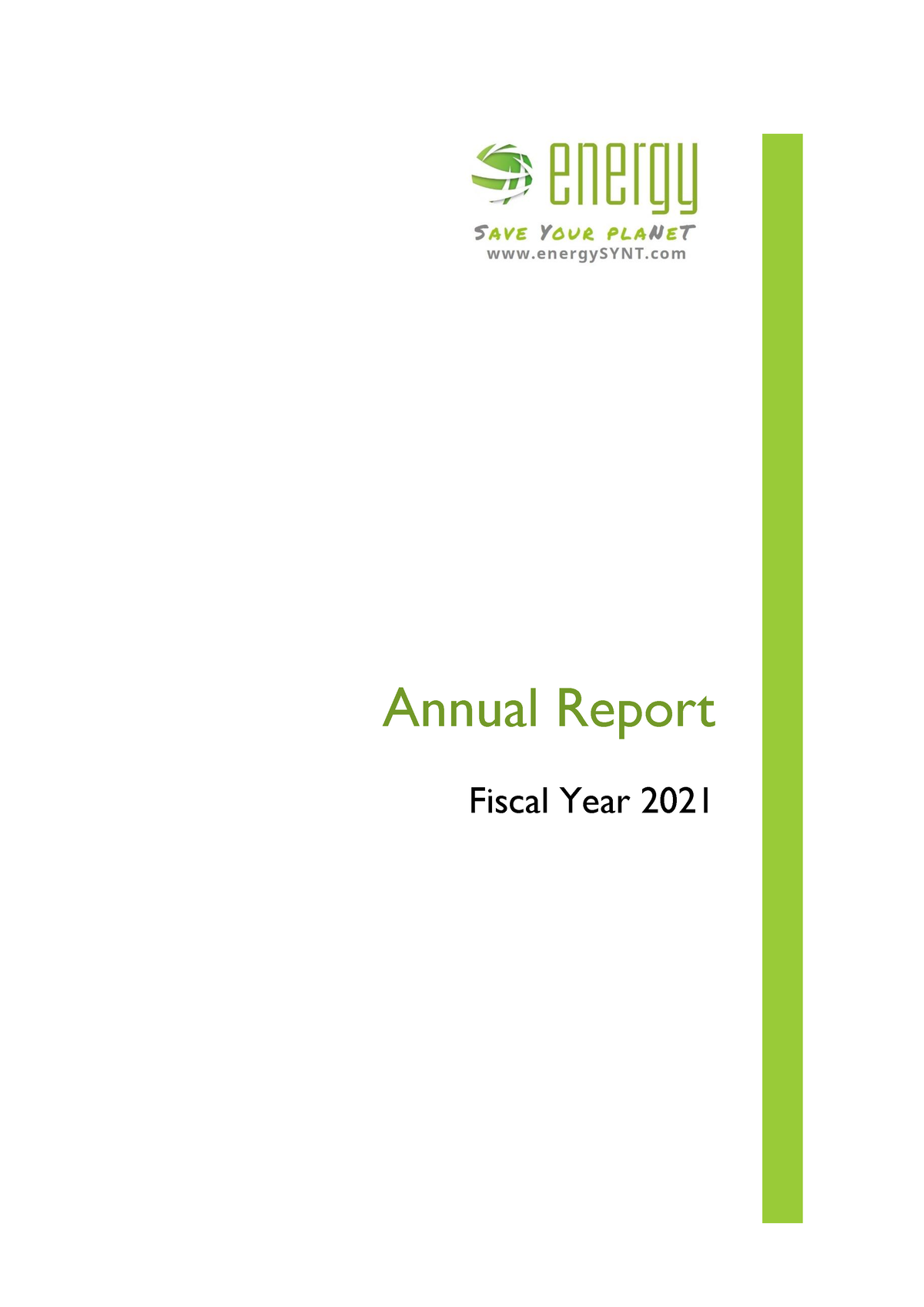 Annual Report Energy FY2021 - Annual Report Fiscal Year 2021 Management ...