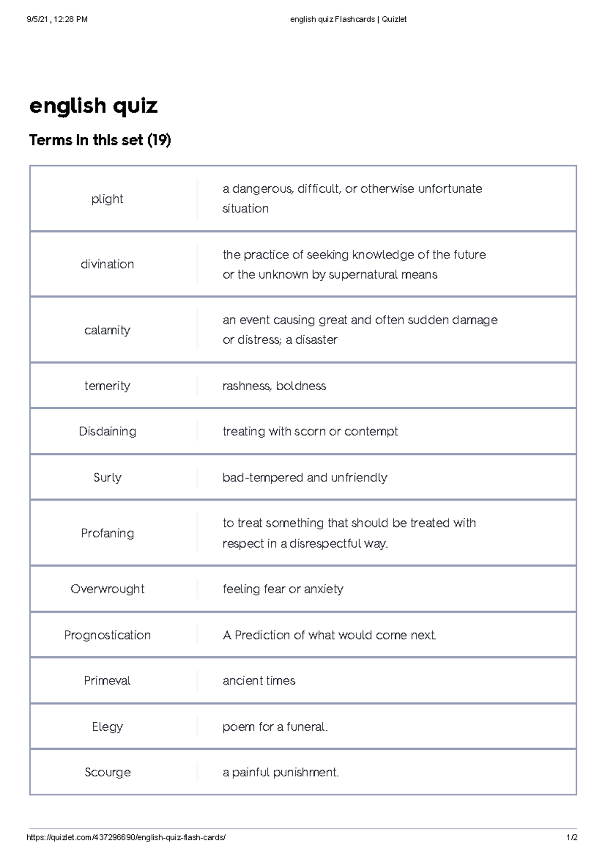 English Quiz Flashcards Quizlet - 3875NRS - Griffith - Studocu