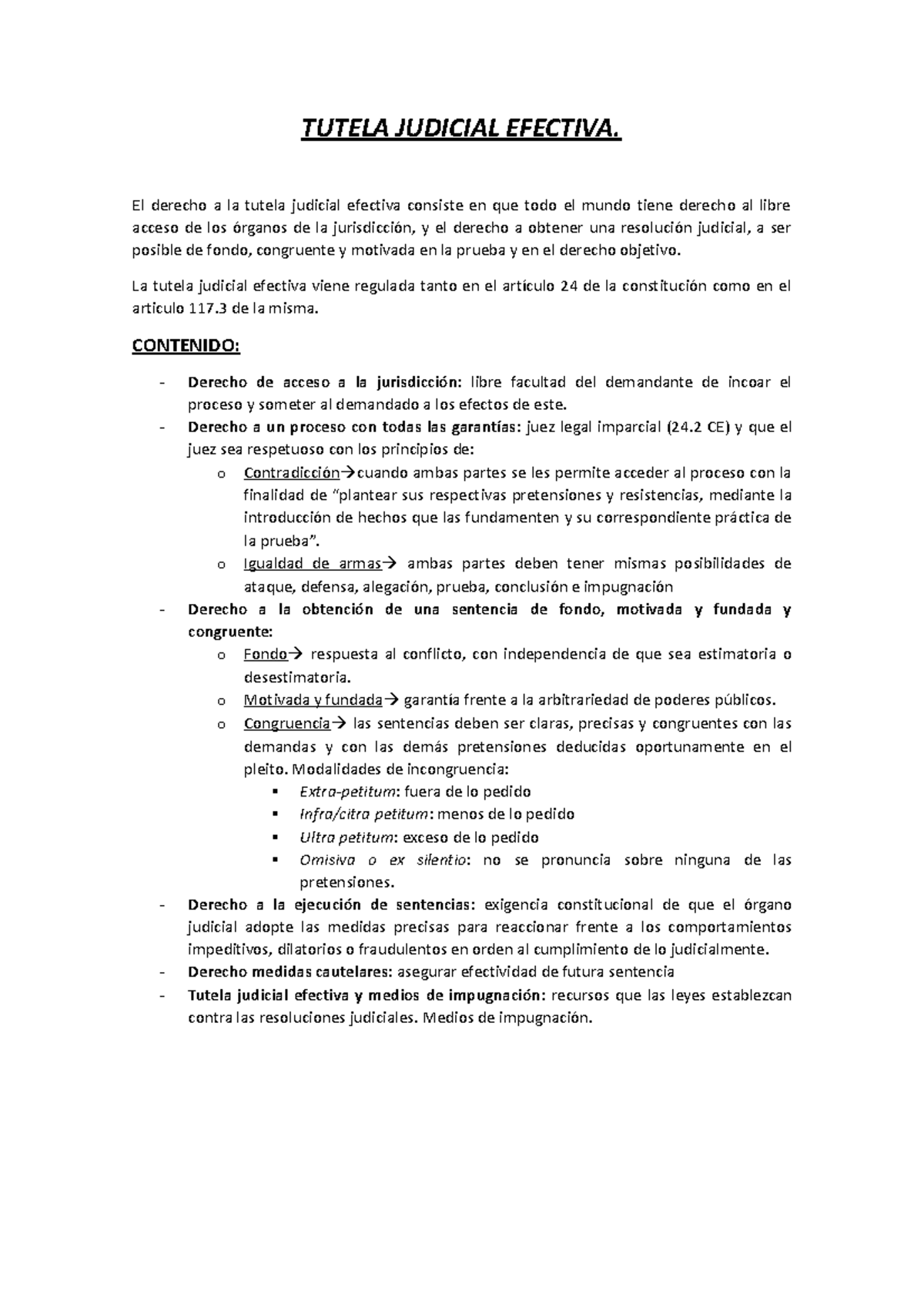 Procesal - TUTELA JUDICIAL EFECTIVA. El derecho a la tutela judicial ...