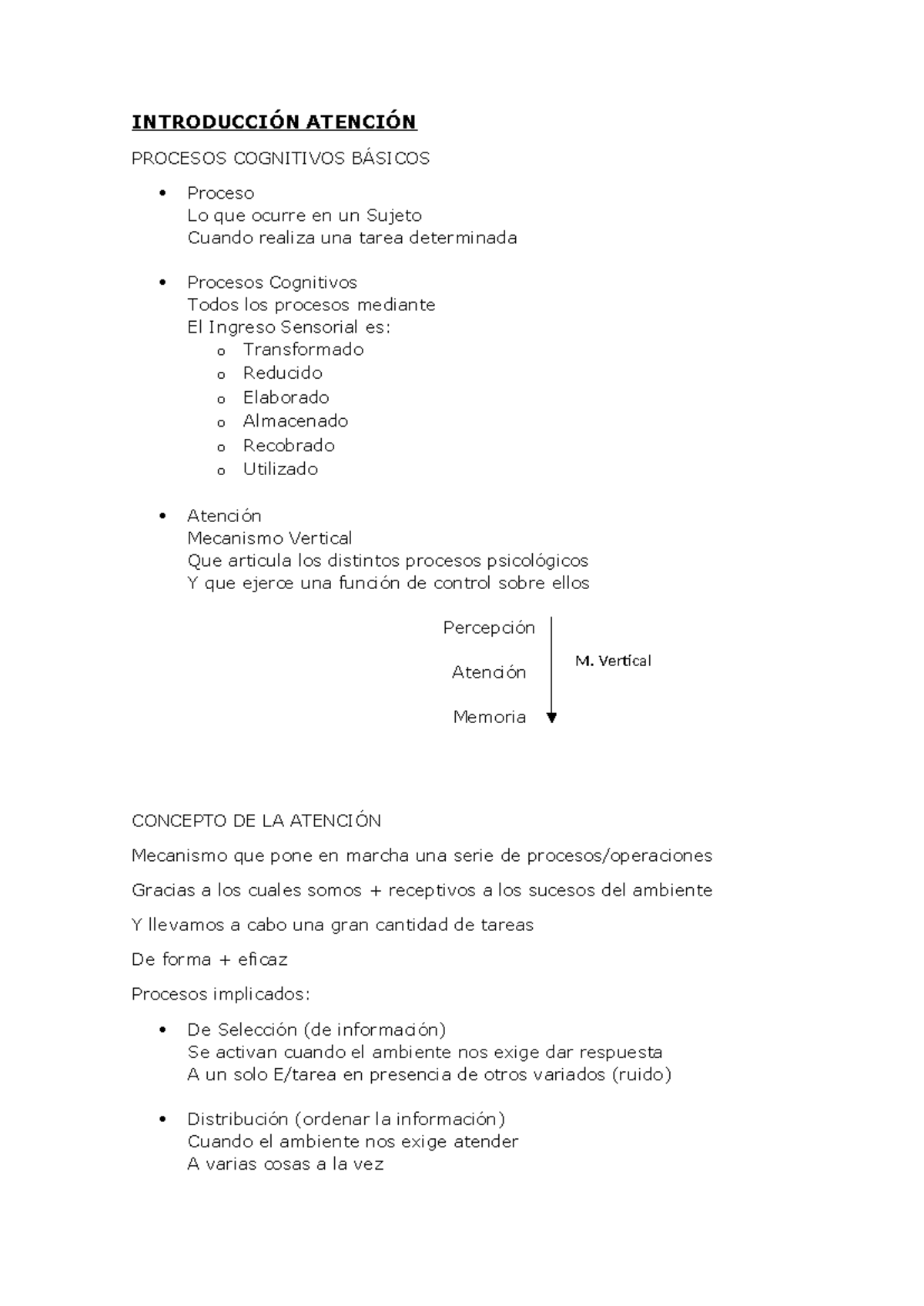 Atención - Resumen Procesos Psicológicos Básicos - INTRODUCCIÓN ...