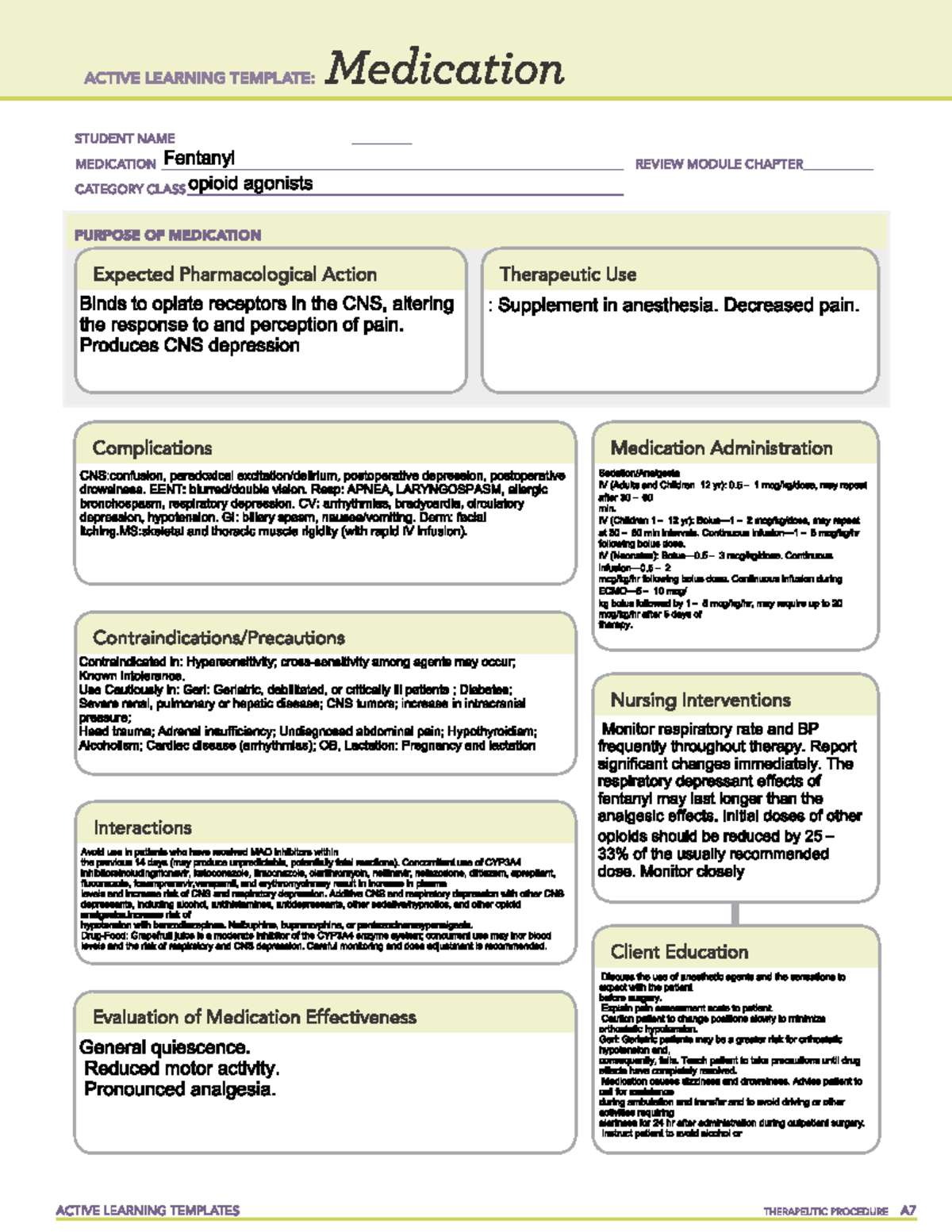 Ati Drug Card Template