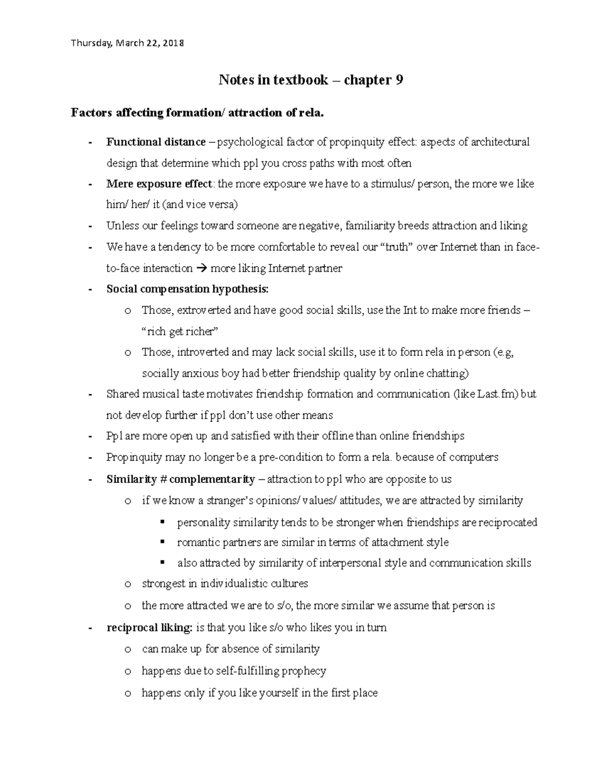 Chapter 9 - notes in TB - Thursday, March 22, 2018 Notes in textbook ...