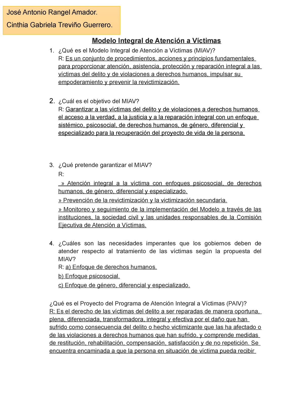 Modelo Integral de Atención a Víctimas séptimo semestre. - Modelo Integral  de Atención a Víctimas - Studocu