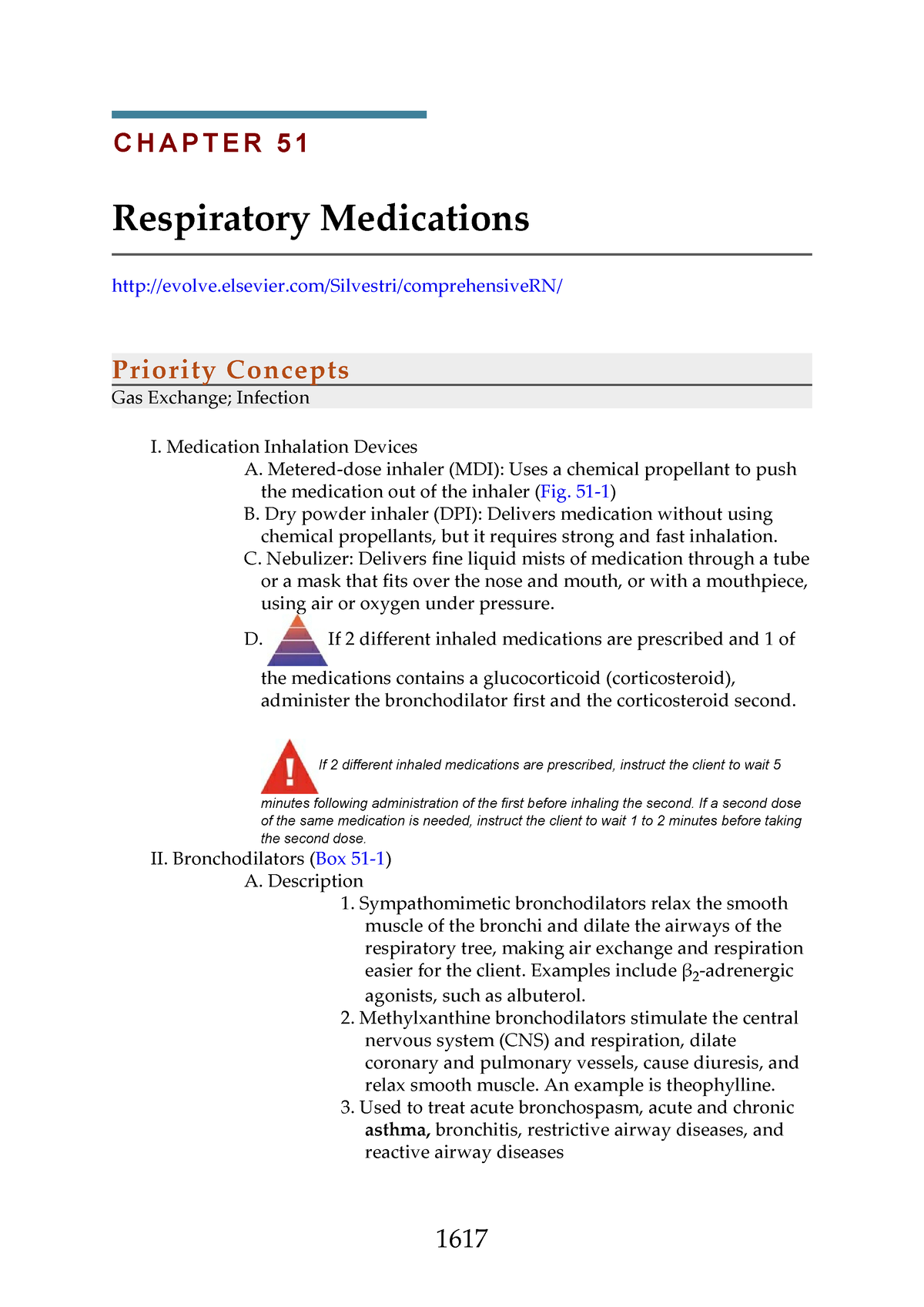 Saunders Respiratory Medications RN Nclex - C H A P T E R 5 1 ...