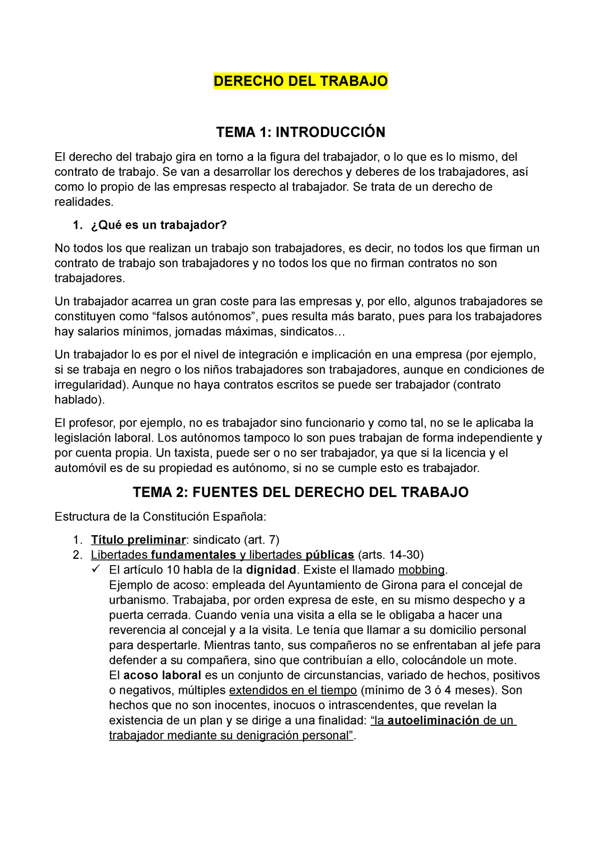 Derecho DEL Trabajo - Apuntes 1 - DERECHO DEL TRABAJO TEMA 1 ...