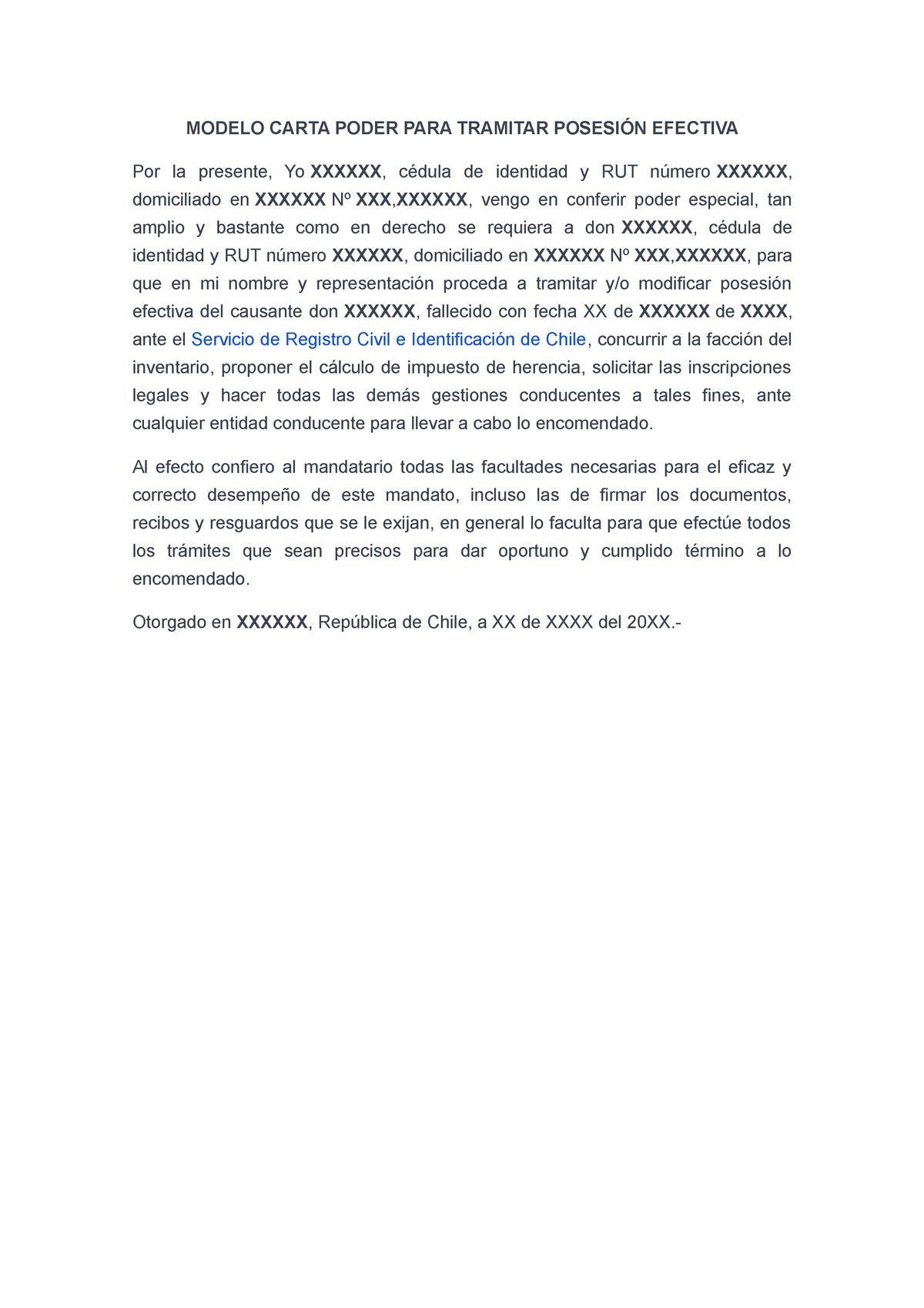 Modelo Carta Poder Para Tramitar Posesión Efectiva Modelo Carta Poder Para Tramitar PosesiÓn 5499