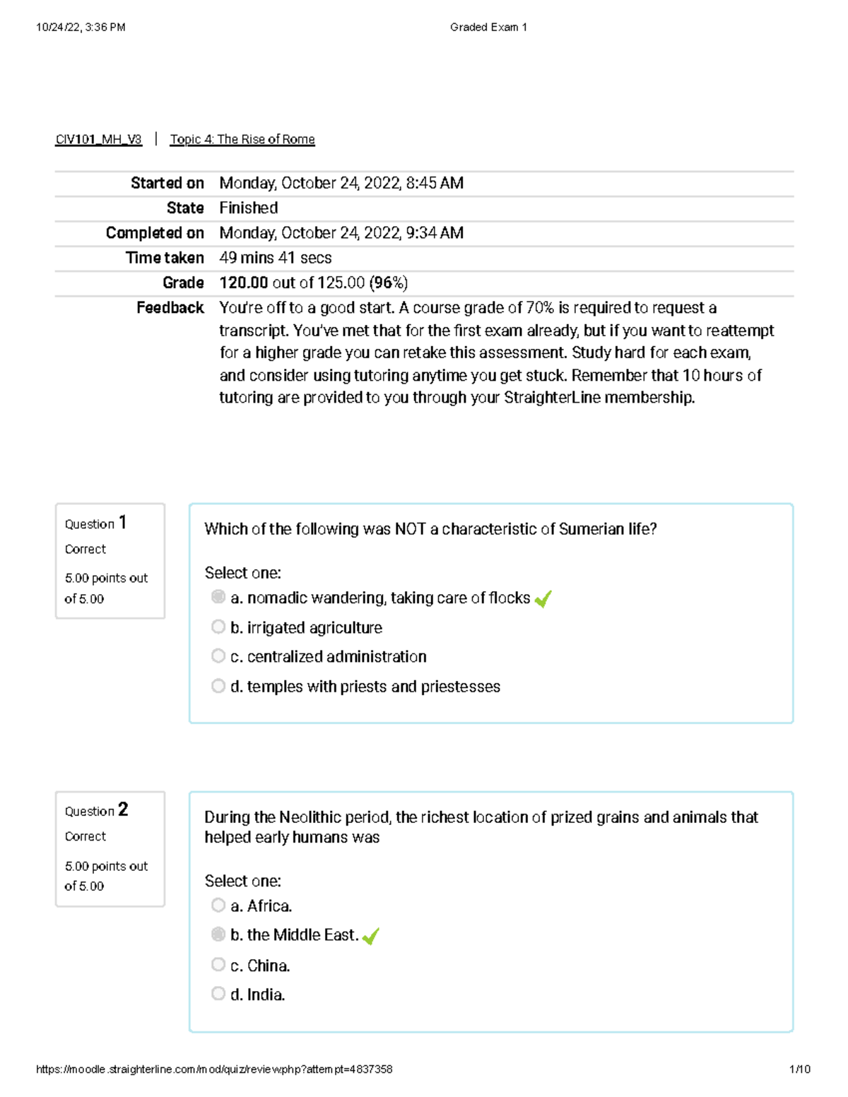 Graded Exam 1 - Civ101 Mh V3 