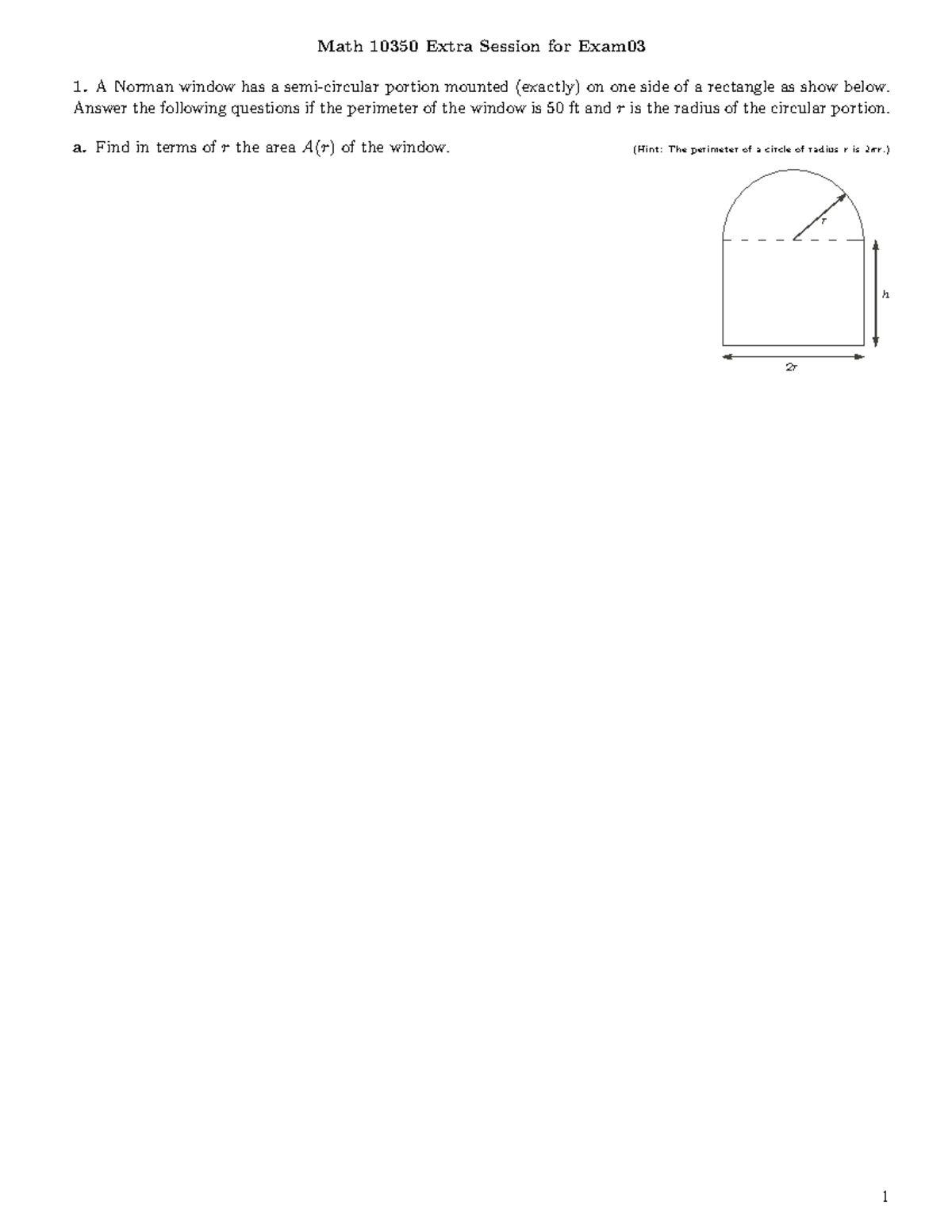 10350 Help03 - Exam 3 - Math 10350 Extra Session for Exam 1 Norman ...