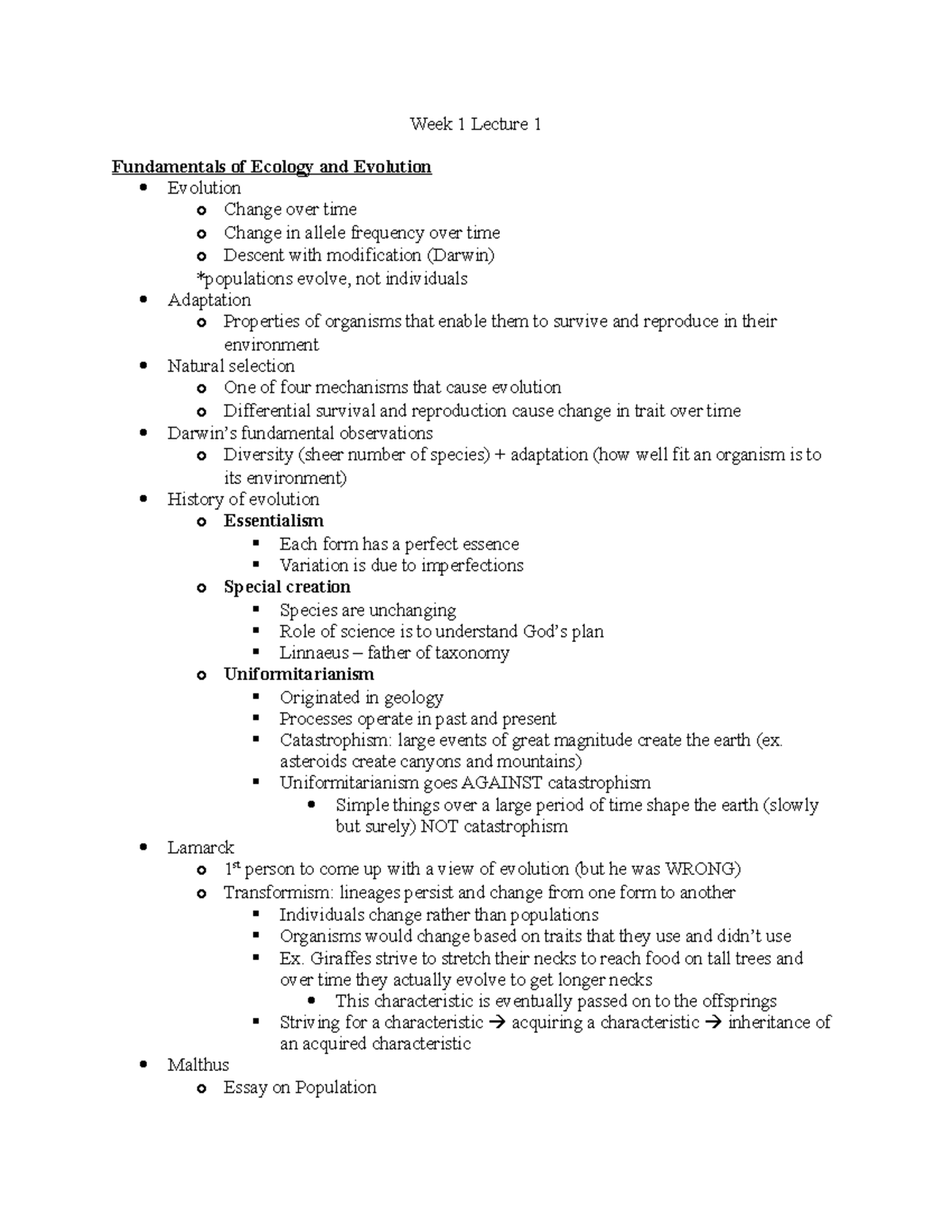 Week 1 Lecture 1 Notes - Dr. Kronforst - Week 1 Lecture 1 Fundamentals ...