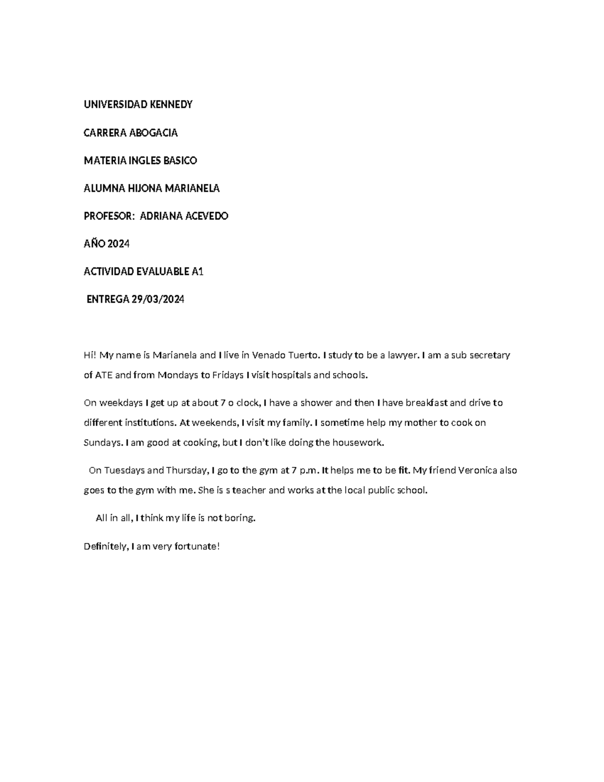 Actividad Evaluable 1 Ingles Basico Hijona Marianela - UNIVERSIDAD ...