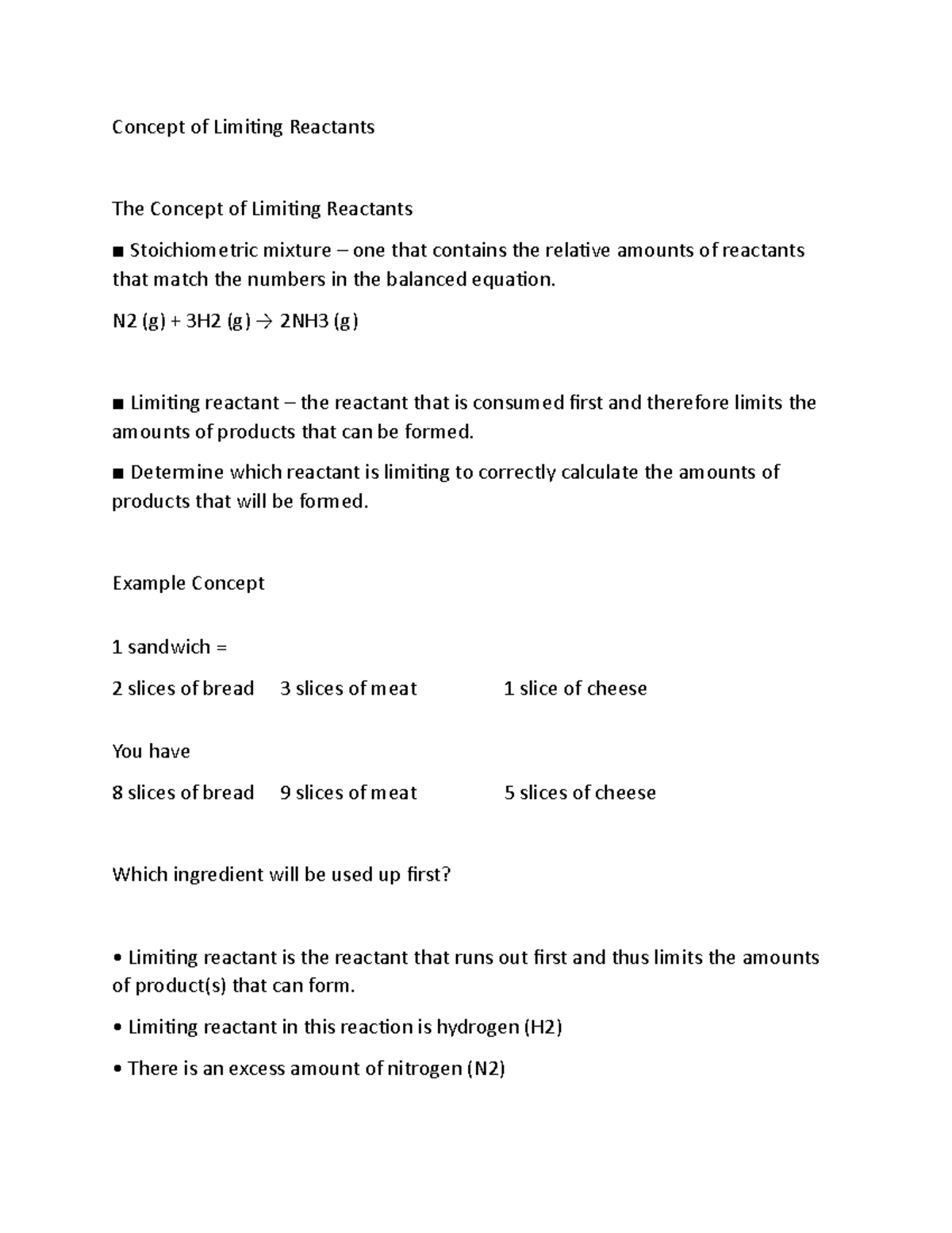 166 - Concept of Limiting Reactants - Concept of Limiting Reactants The ...