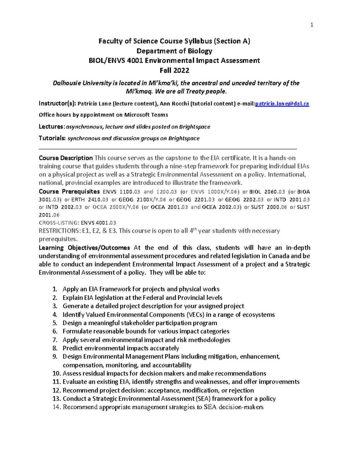 2022 4001 Fall Final Syllabusx Faculty of Science Course Syllabus