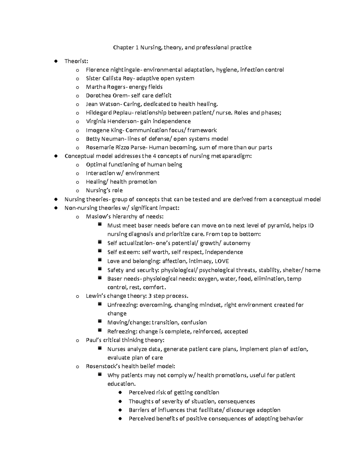 Chapter 1 Nursing Theory, Professional Practice Condensed - Chapter 1 ...