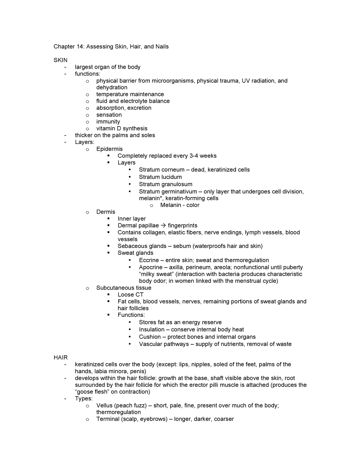 BSN+1+Health+Assessment+-+Skin,+Hair,+Nails - Chapter 14: Assessing ...