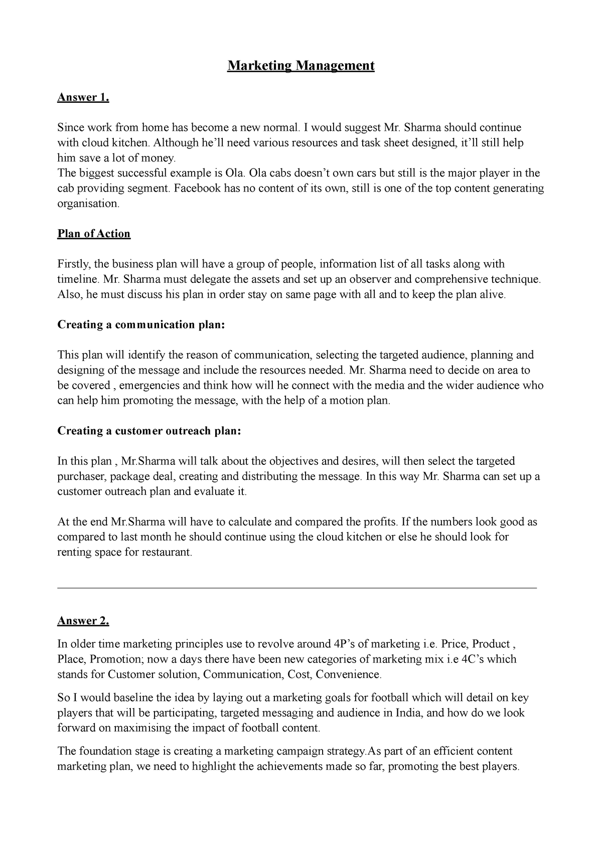 marketing management 1 nptel assignment answers 2022