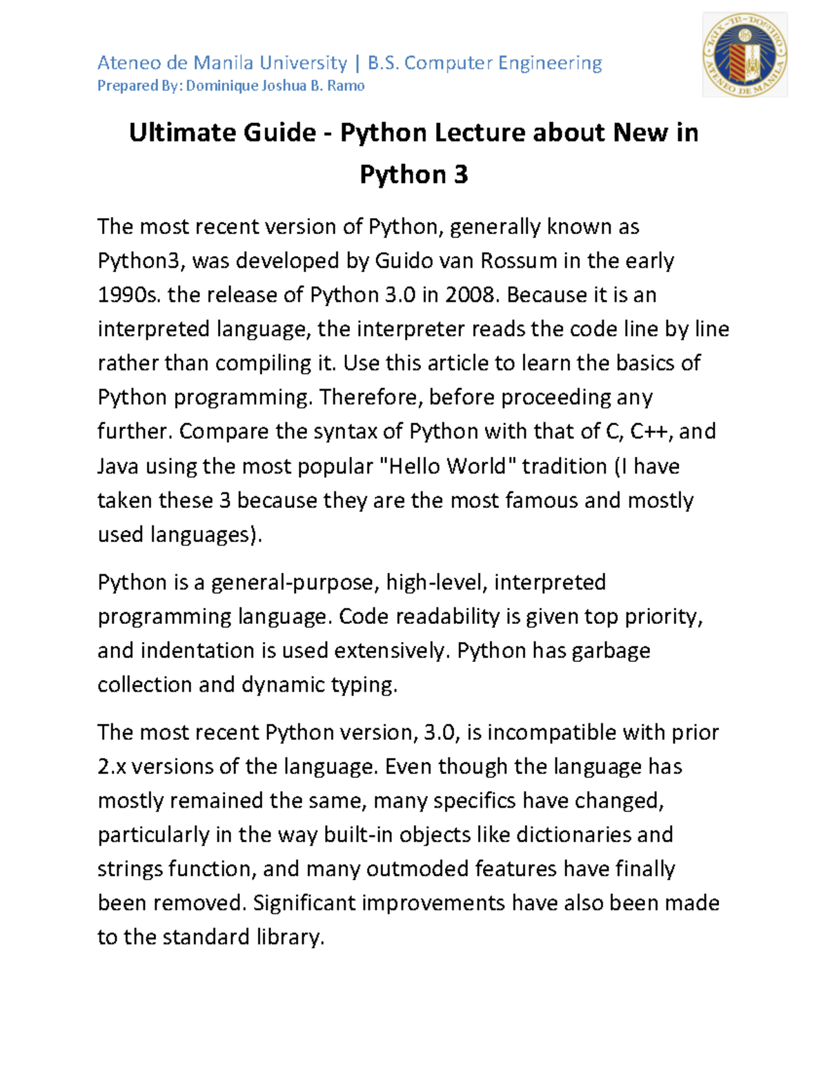Study Guide - Python Lecture about New in Python - Ultimate Guide ...