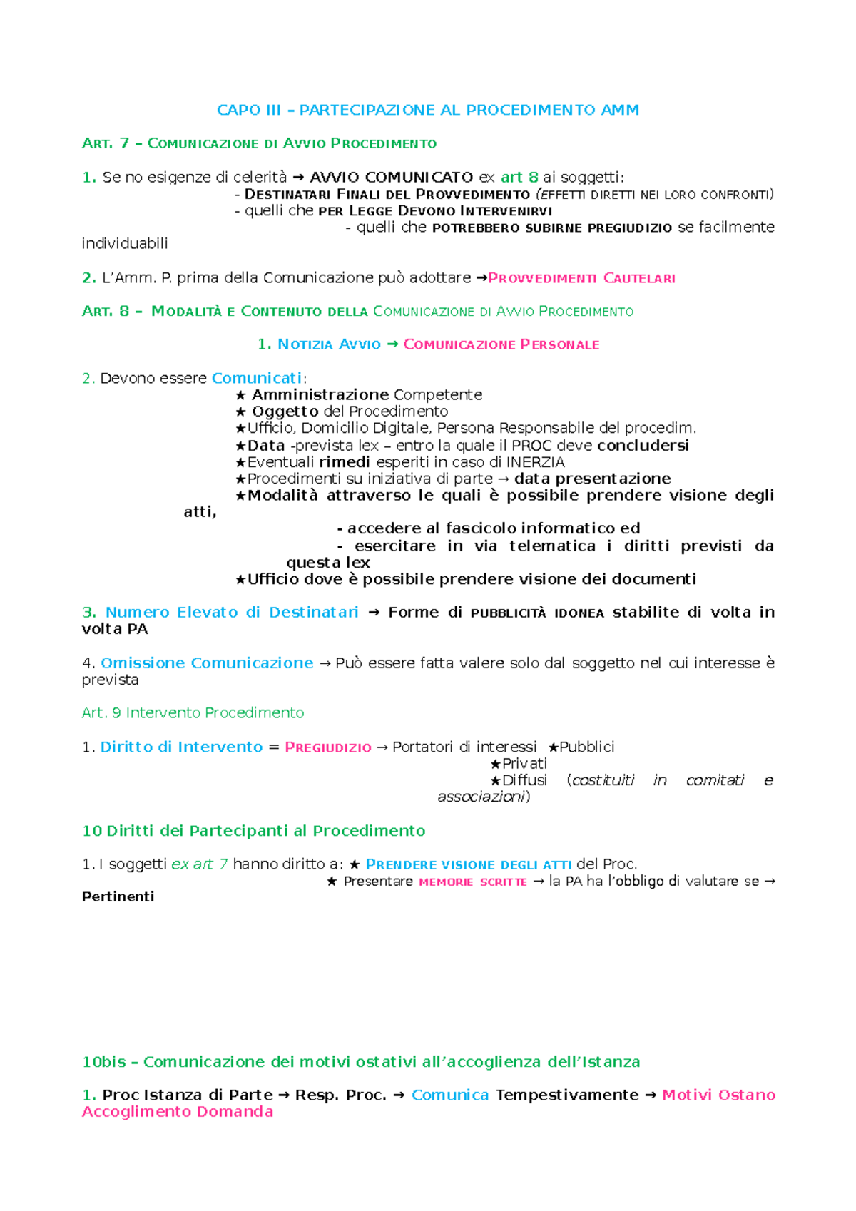 L 241/90 CAPO III PROCEDIMENTO AMMINISTRATIVO E ACCESSO AI DOCUMENTI