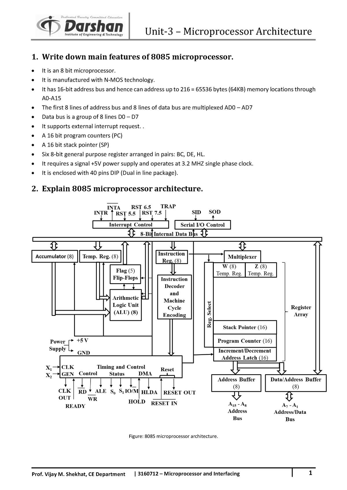 assignment on 8085 microprocessor