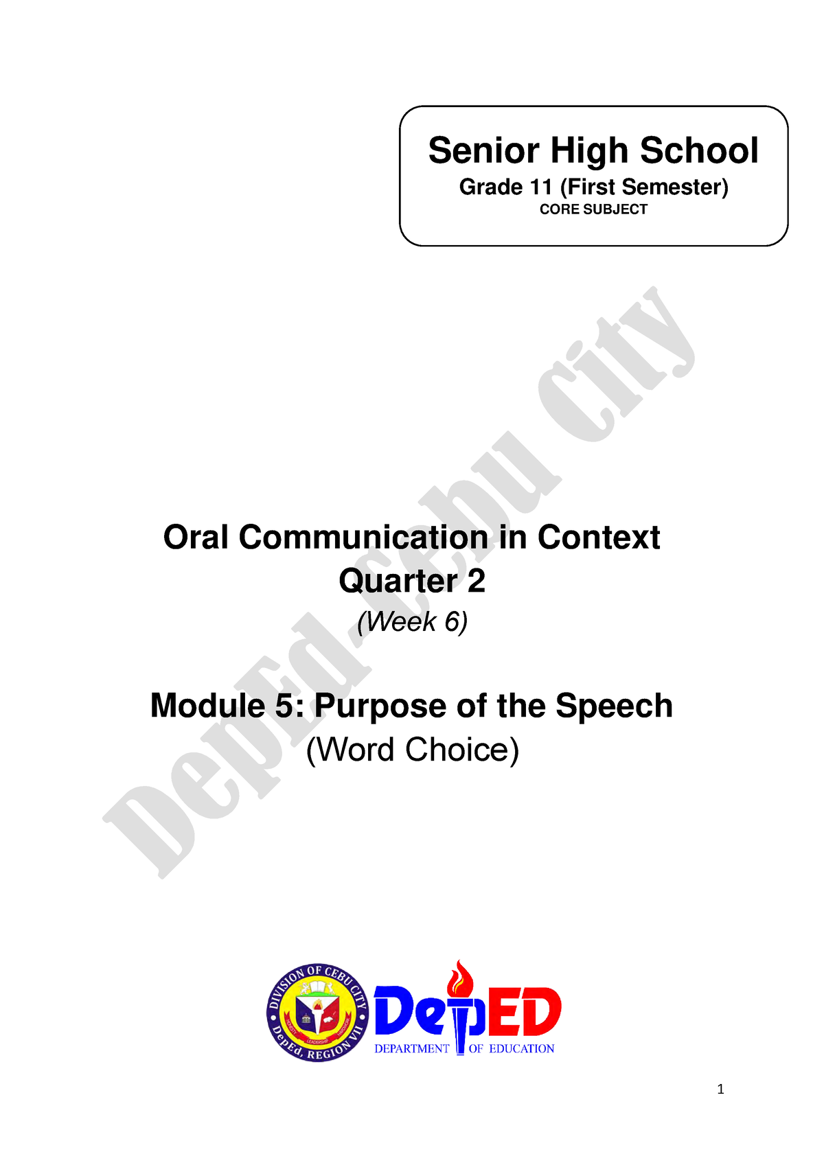 5 Q2 Oral Comm - Oral Communication Module 5 Quarter 2 - Oral ...