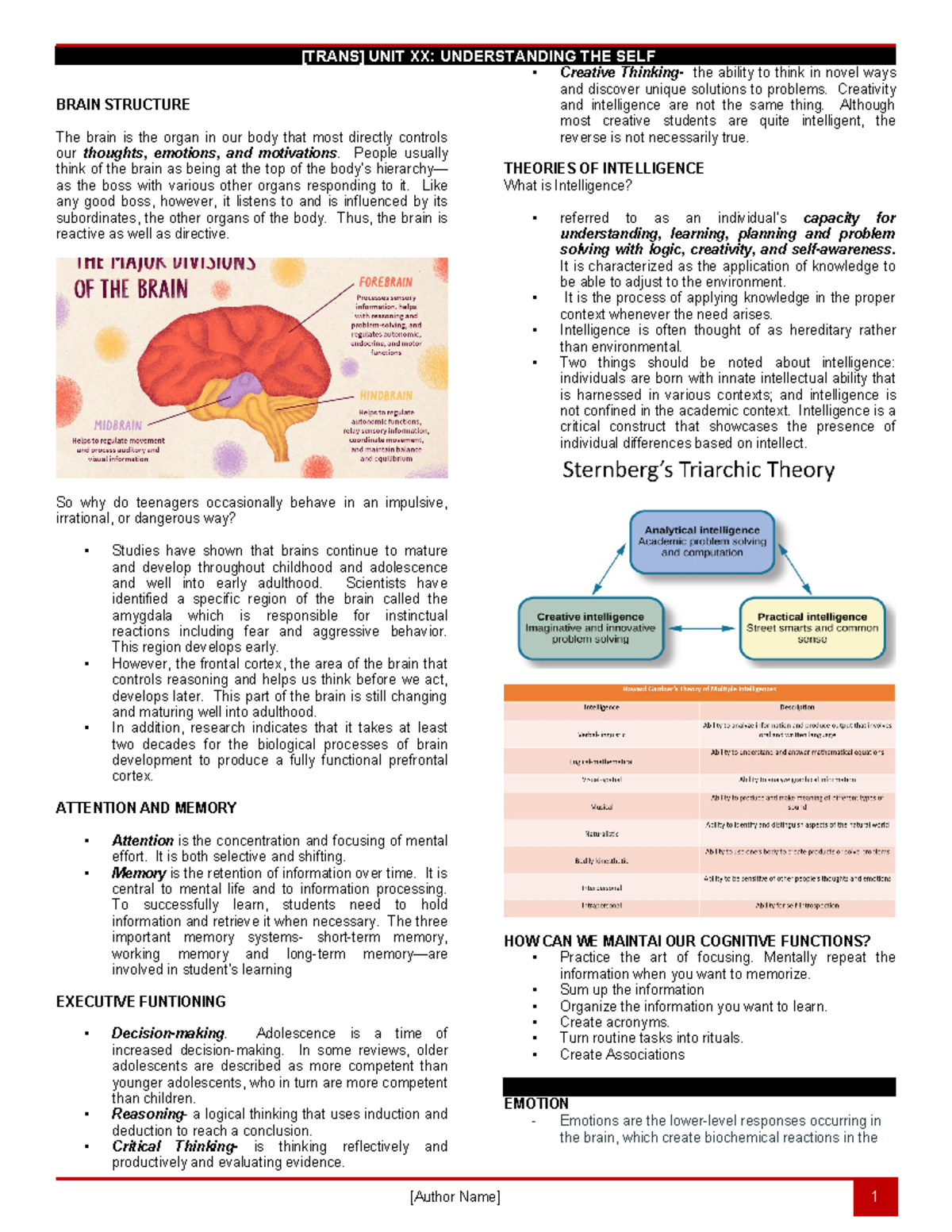 Trans FOR UTS (SEMI- Finals) - [TRANS] UNIT XX: UNDERSTANDING THE SELF ...
