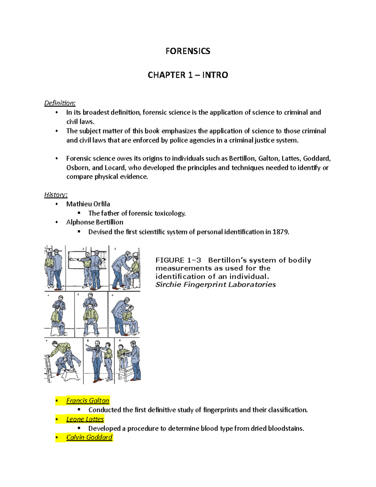 Chapter 1-11 Forensics - FORENSICS CHAPTER 1 – INTRO Definition: - In ...