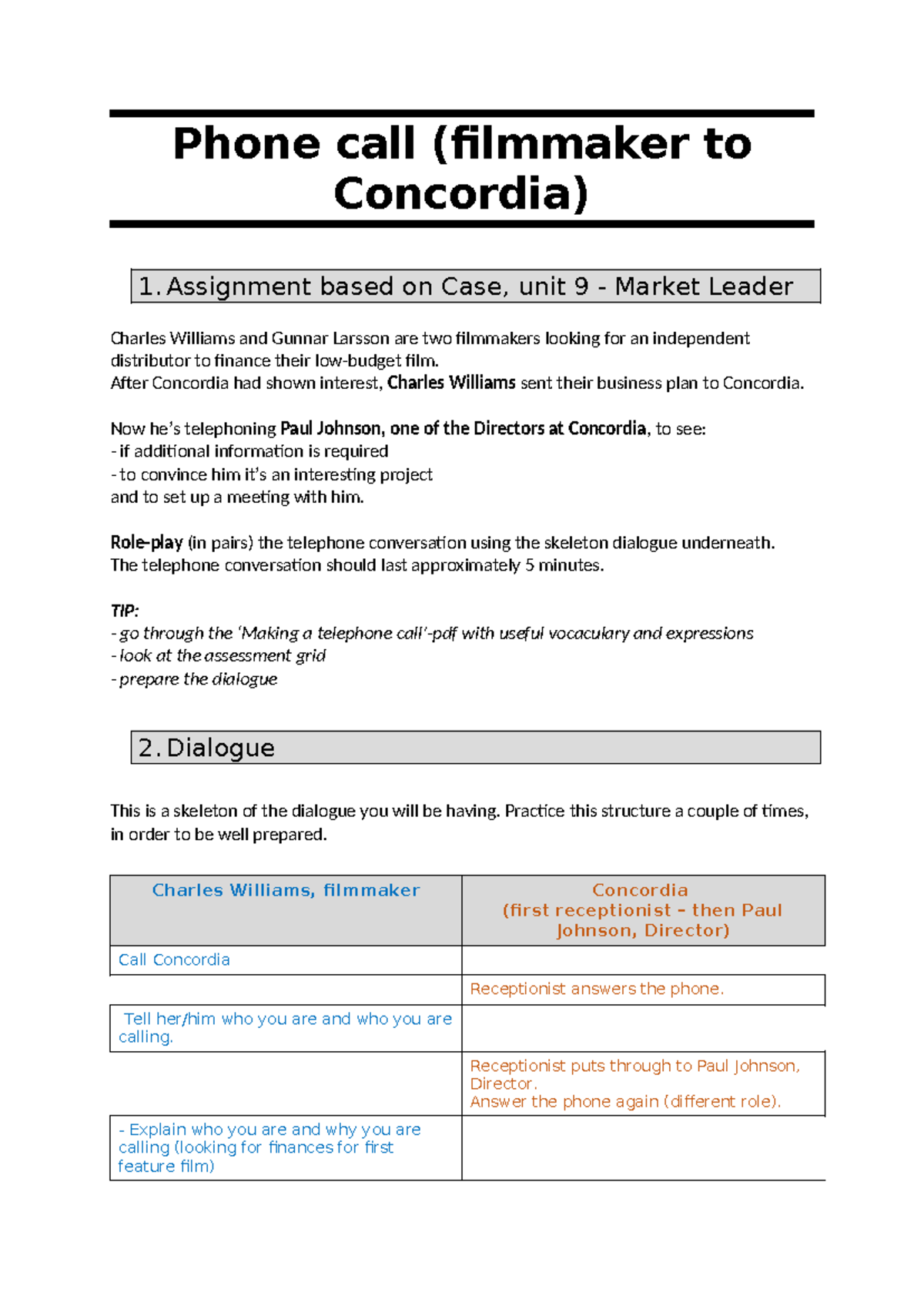 Ef M 2B Telephoning ML case 9 - Phone call (filmmaker to Concordia) 1 ...