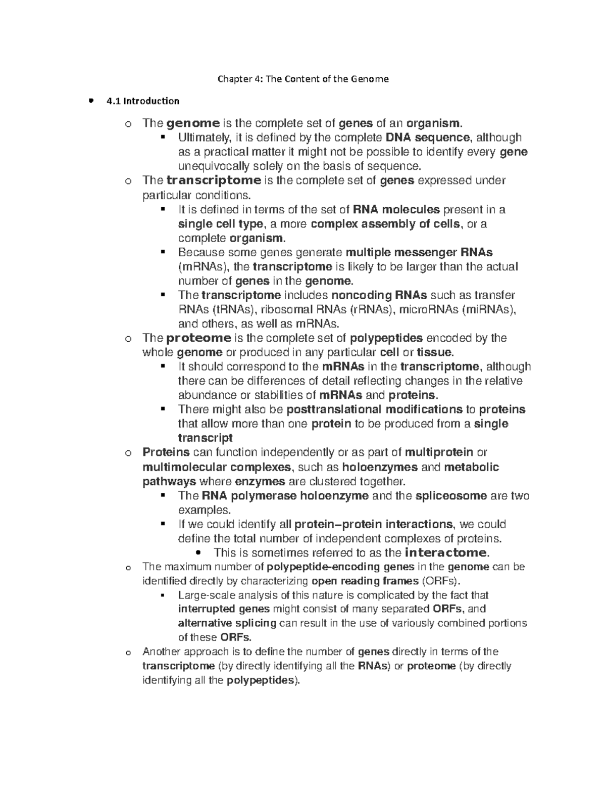 Chapter 4 Molecular Genetics - Chapter 4: The Content Of The Genome 4 ...