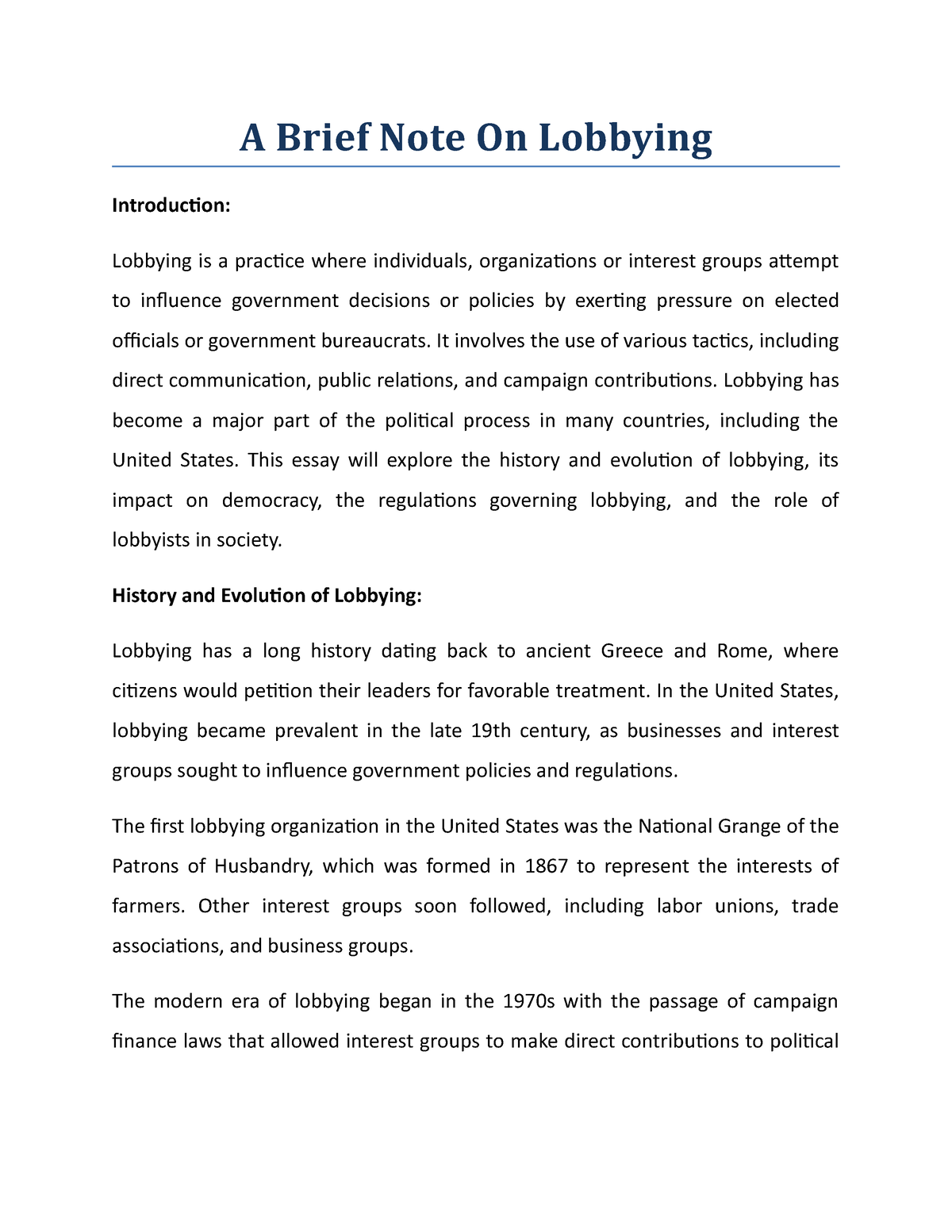 a-brief-note-on-lobbying-a-brief-note-on-lobbying-introduction