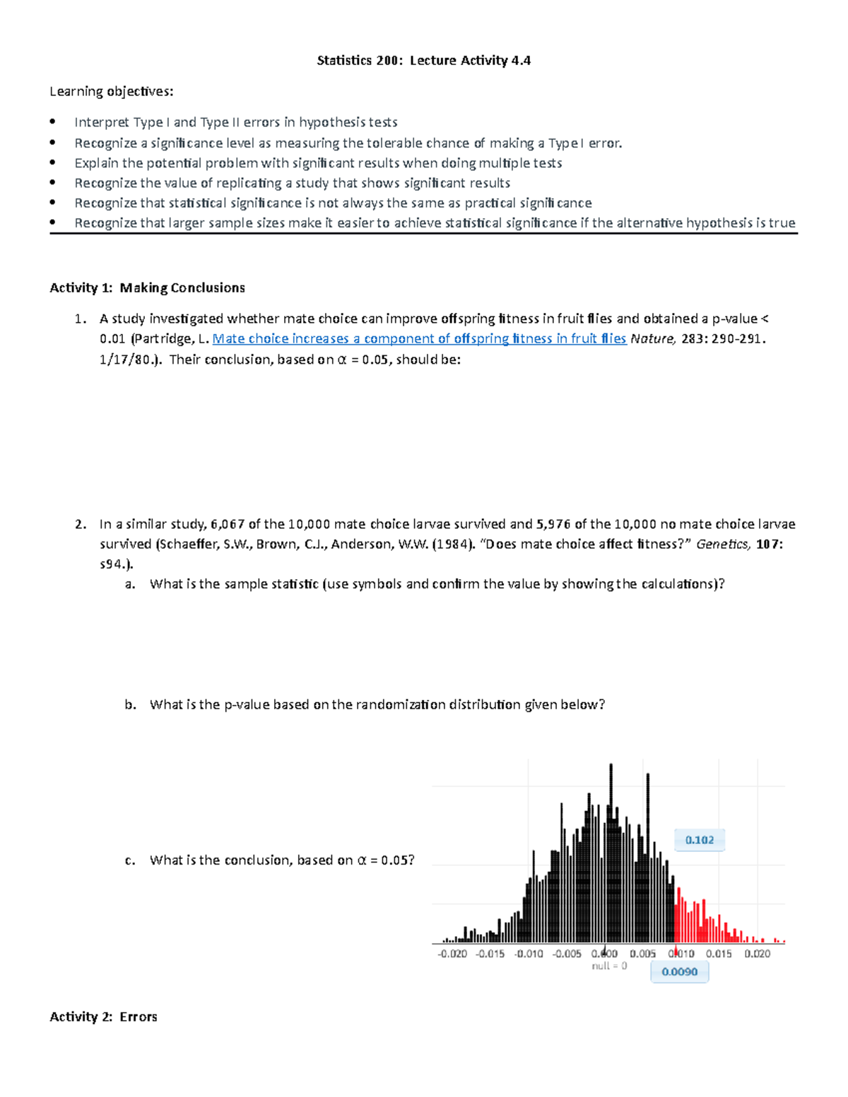 Lecture Activity 4 - Agbm - Statistics 200: Lecture Activity 4 ...