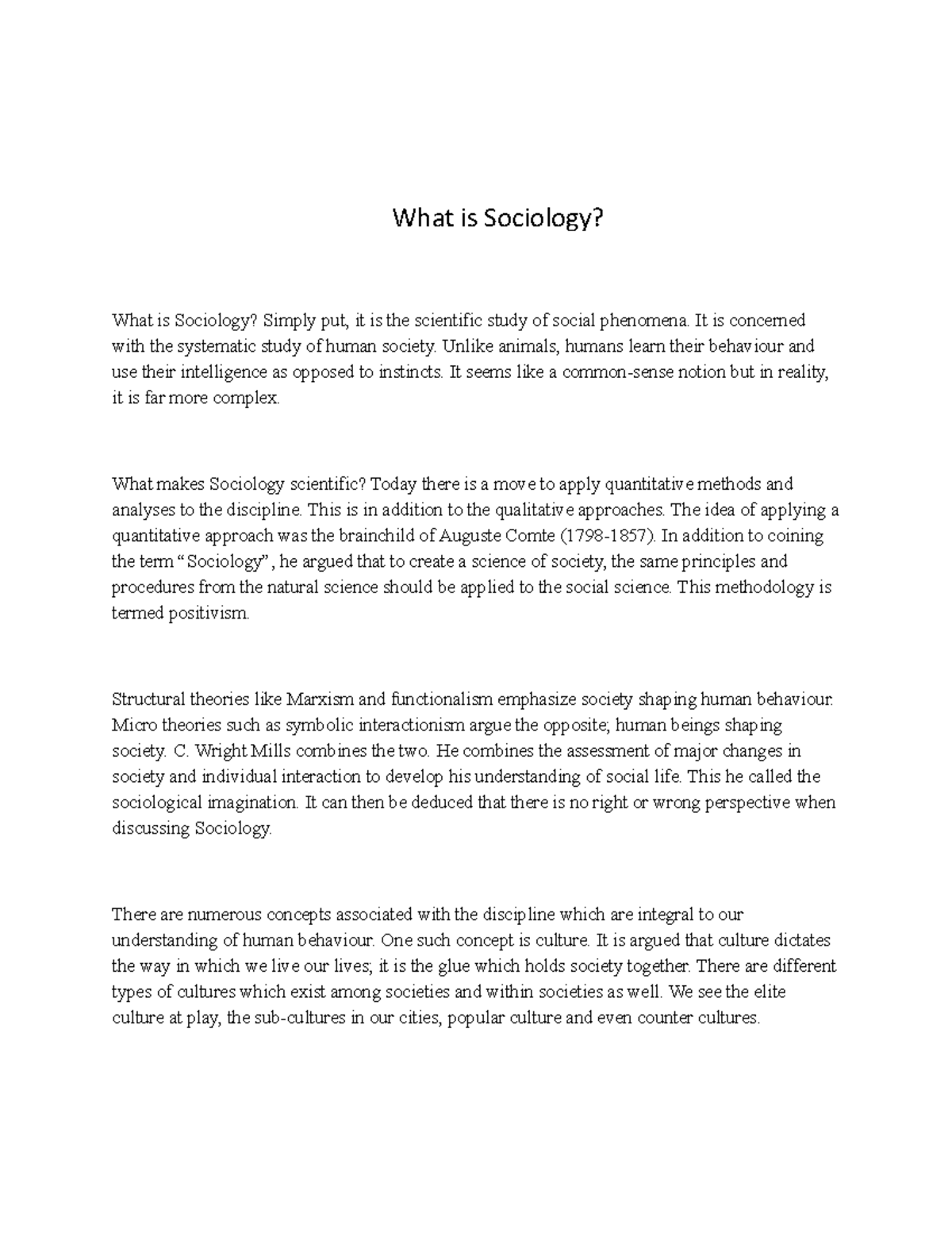 SOCI1002 What is Sociology - What is Sociology? What is Sociology ...