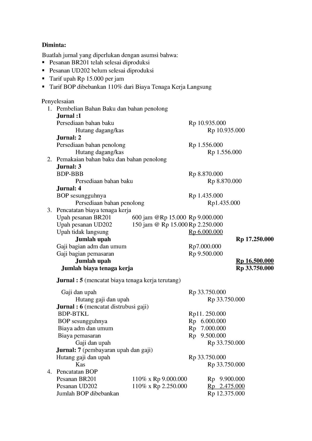 Contoh Kasus Pertemuan 2 - LAB AK BIAYA - Diminta: Buatlah Jurnal Yang ...