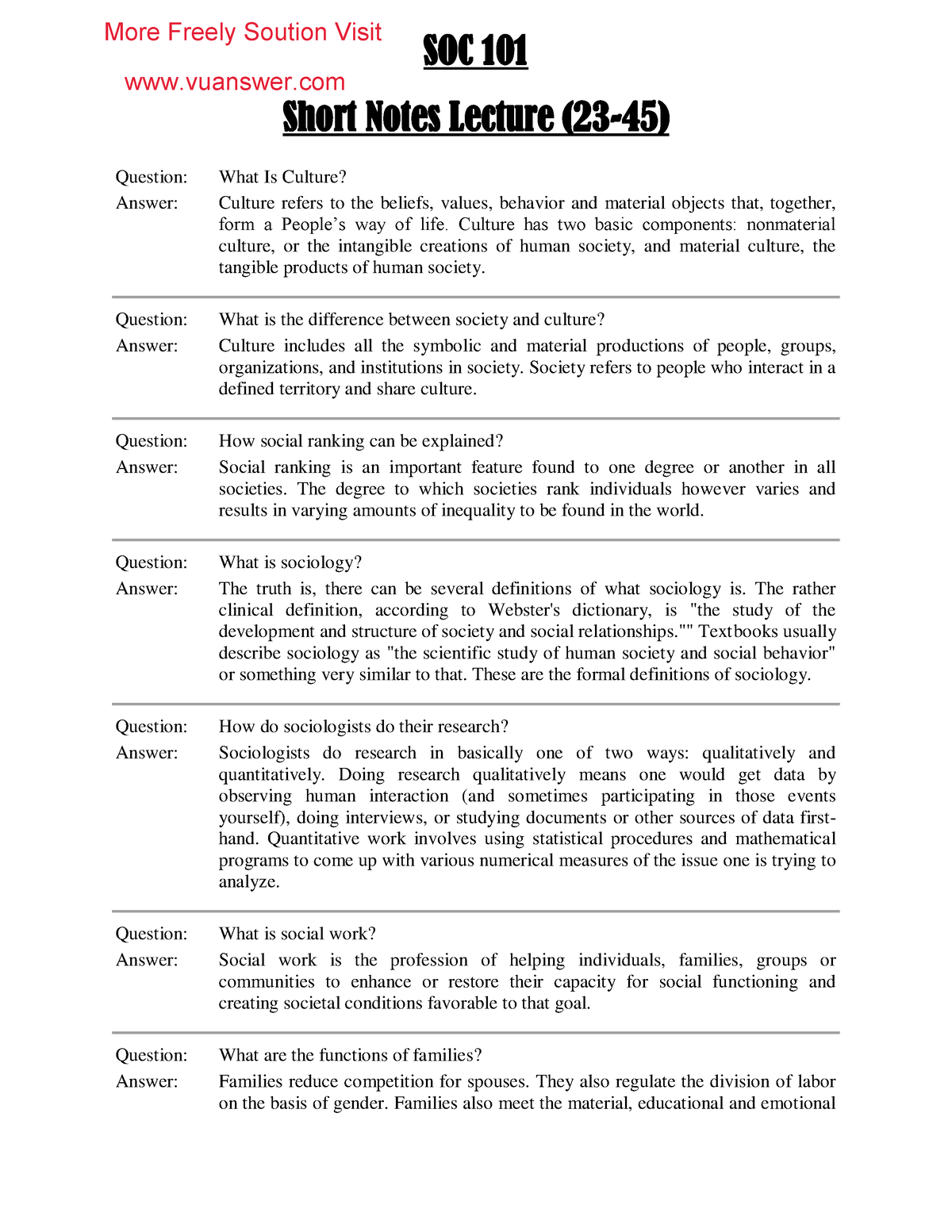 SOC101 23-45 - Bs Computer Science - VU - Studocu