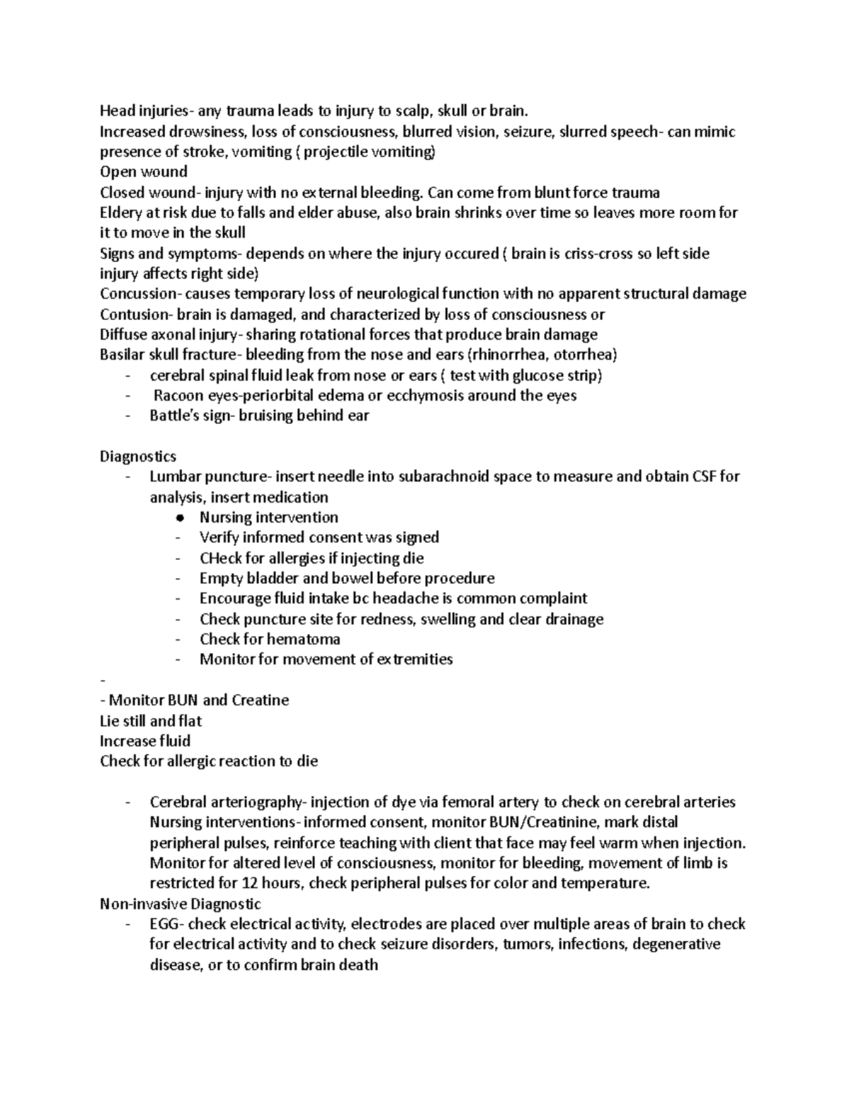 Med-Surg- Head and Spinal Cord Injuries - Head injuries- any trauma ...