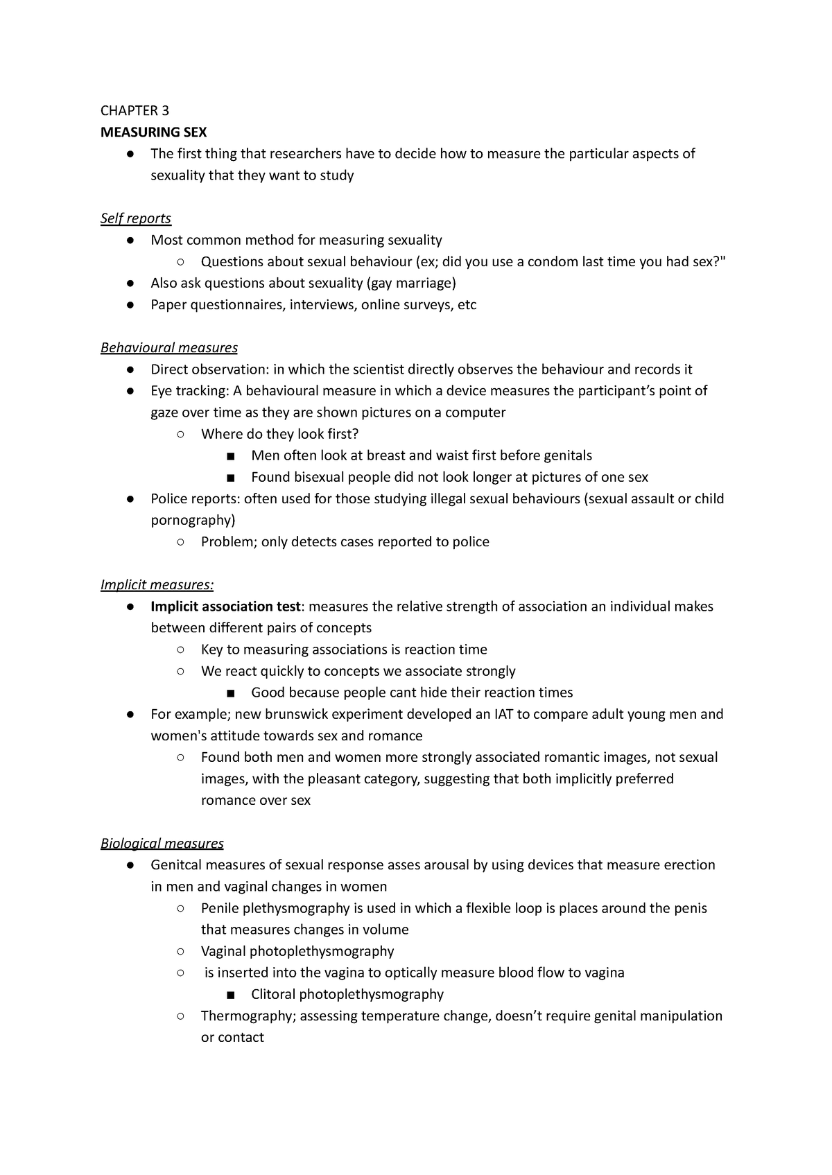 Psych Of Sex 3 Textbook Notes Chapter 3 Measuring Sex The First Thing That Researchers Have 2262