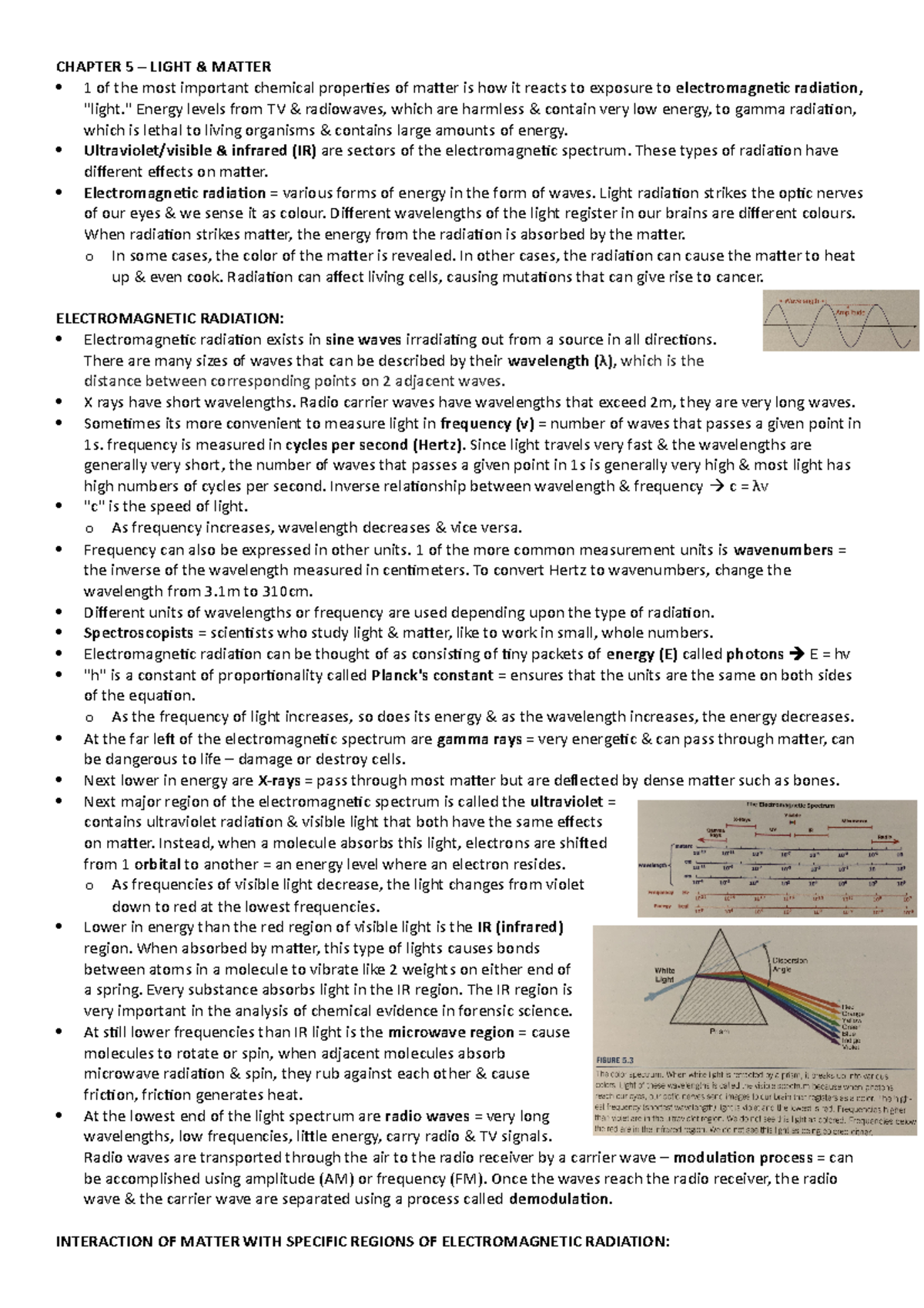 Chapter 5 Light & Matter - CHAPTER 5 – LIGHT & MATTER 1 of the most ...