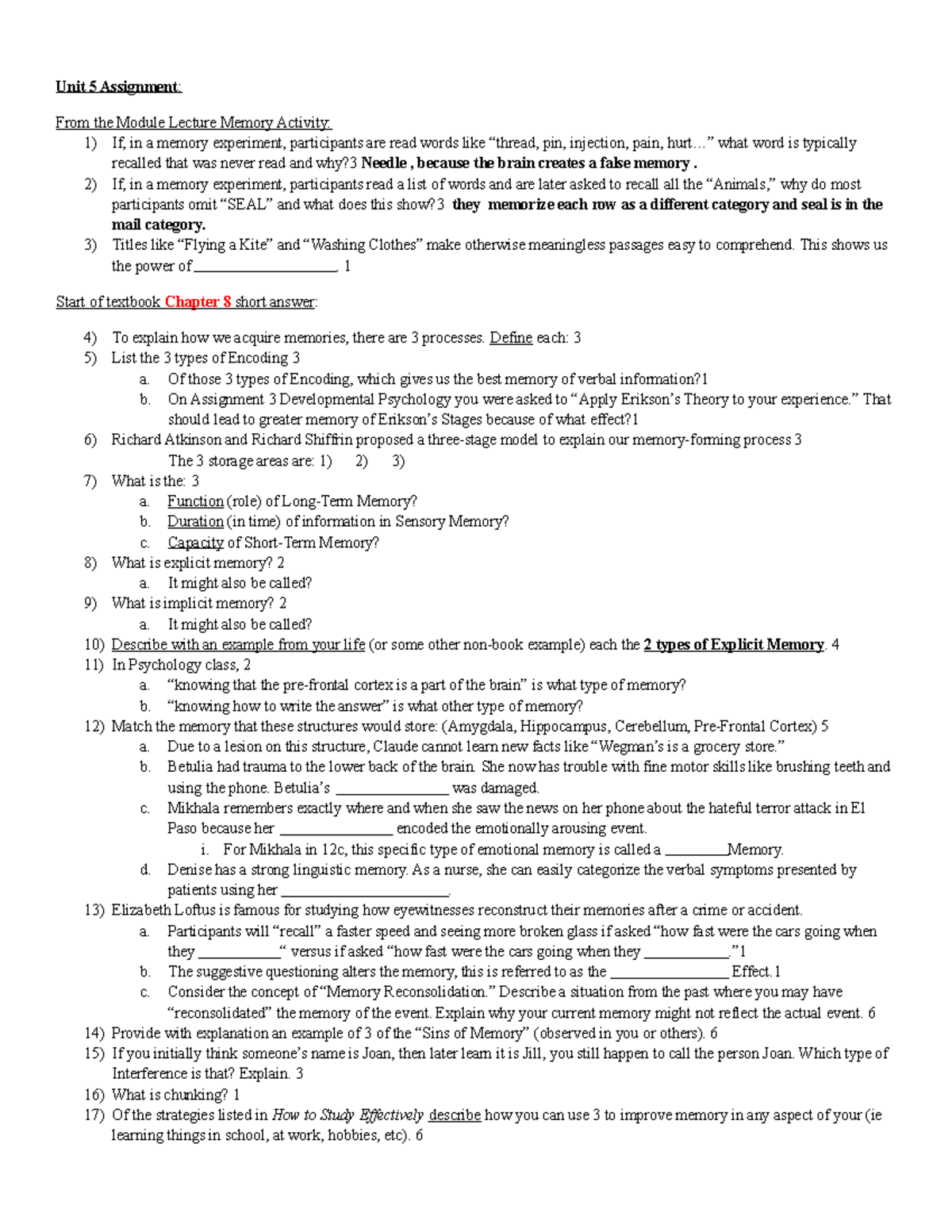 PSY+140+Assignment+5+Cognitive+Psychology+Ch+7+8 copy - Unit 5 ...